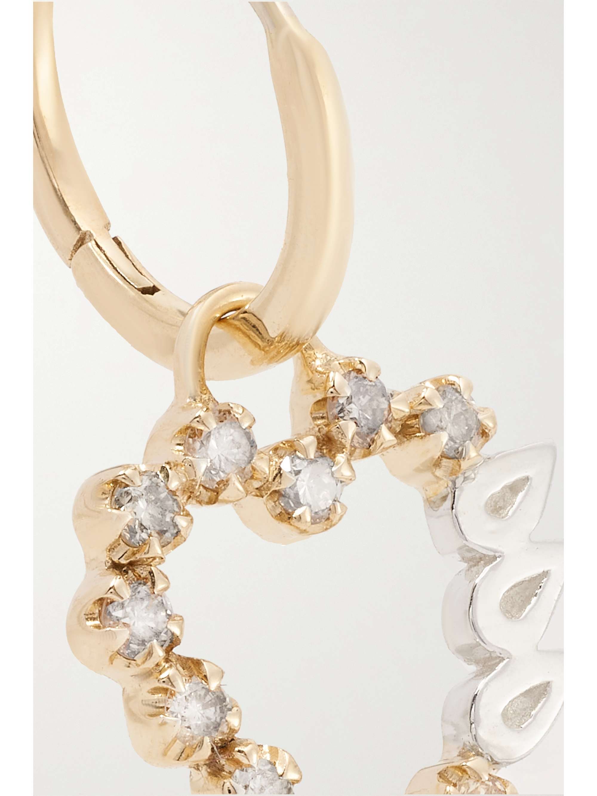 PASCALE MONVOISIN Billie 9-karat gold and sterling silver diamond single hoops earring