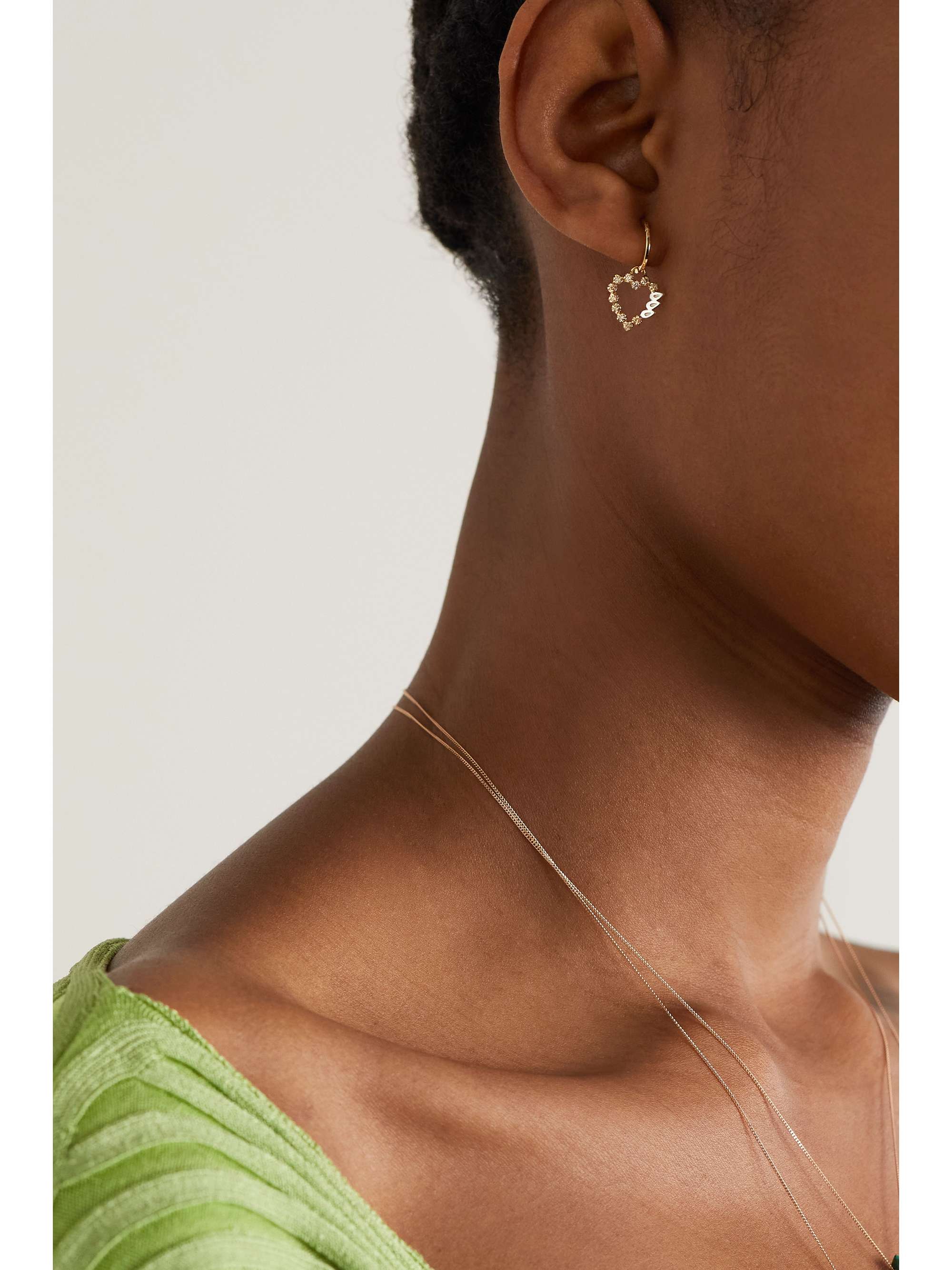 PASCALE MONVOISIN Billie 9-karat gold and sterling silver diamond single hoops earring