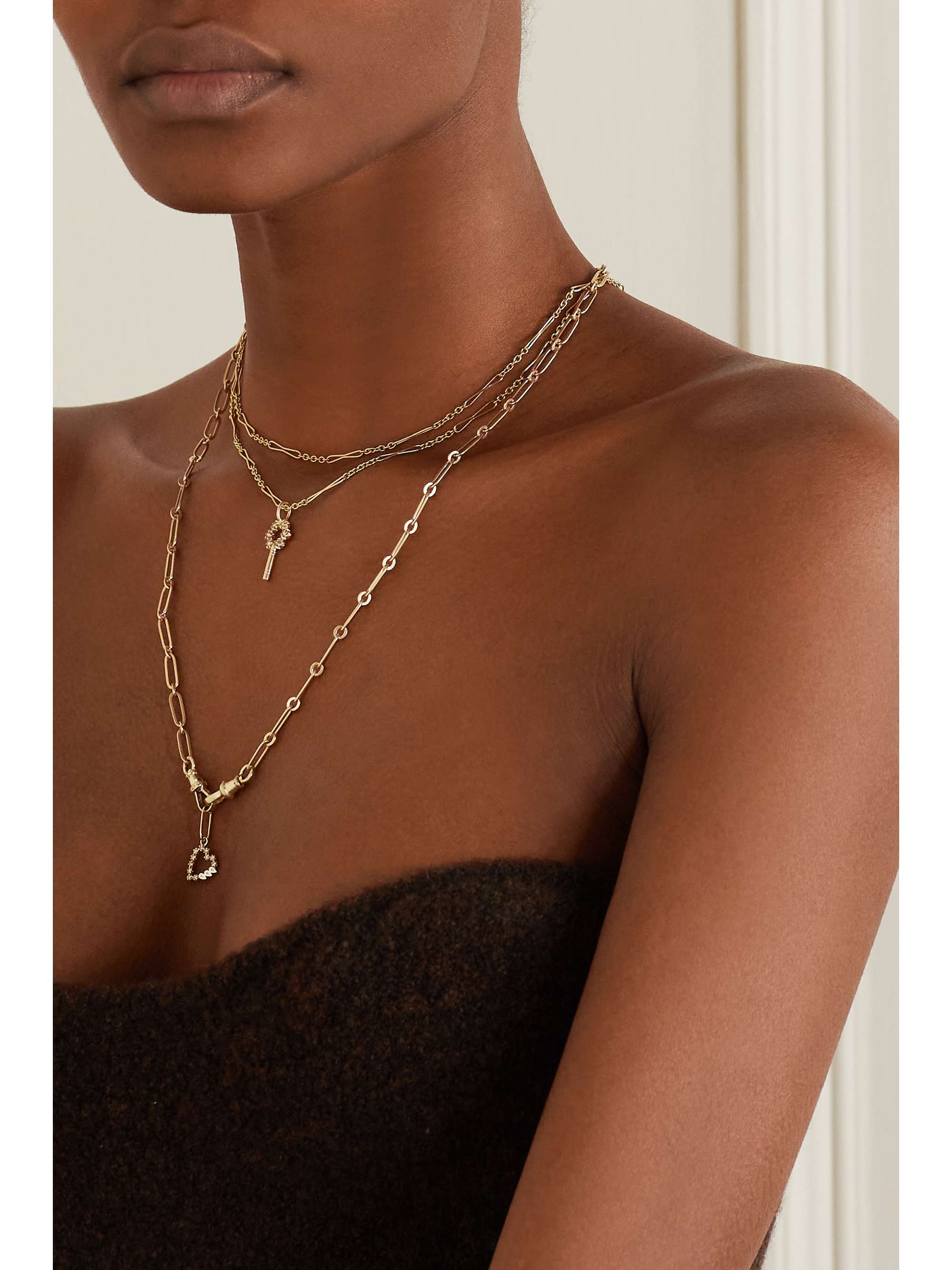 PASCALE MONVOISIN Collier en or 9 carats (375/1000) et diamants Petra N°3 + Virginia
