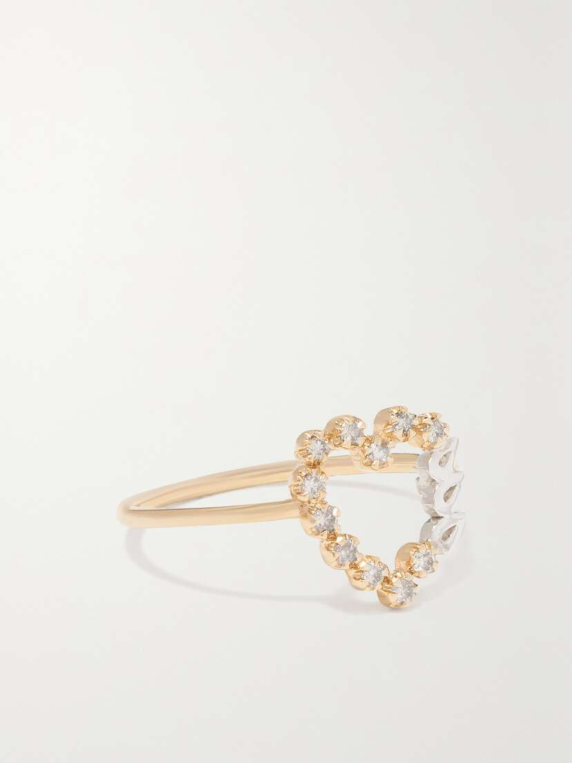 Pascale Monvoisin Billie 9-karat Gold And Sterling Silver Diamond Ring