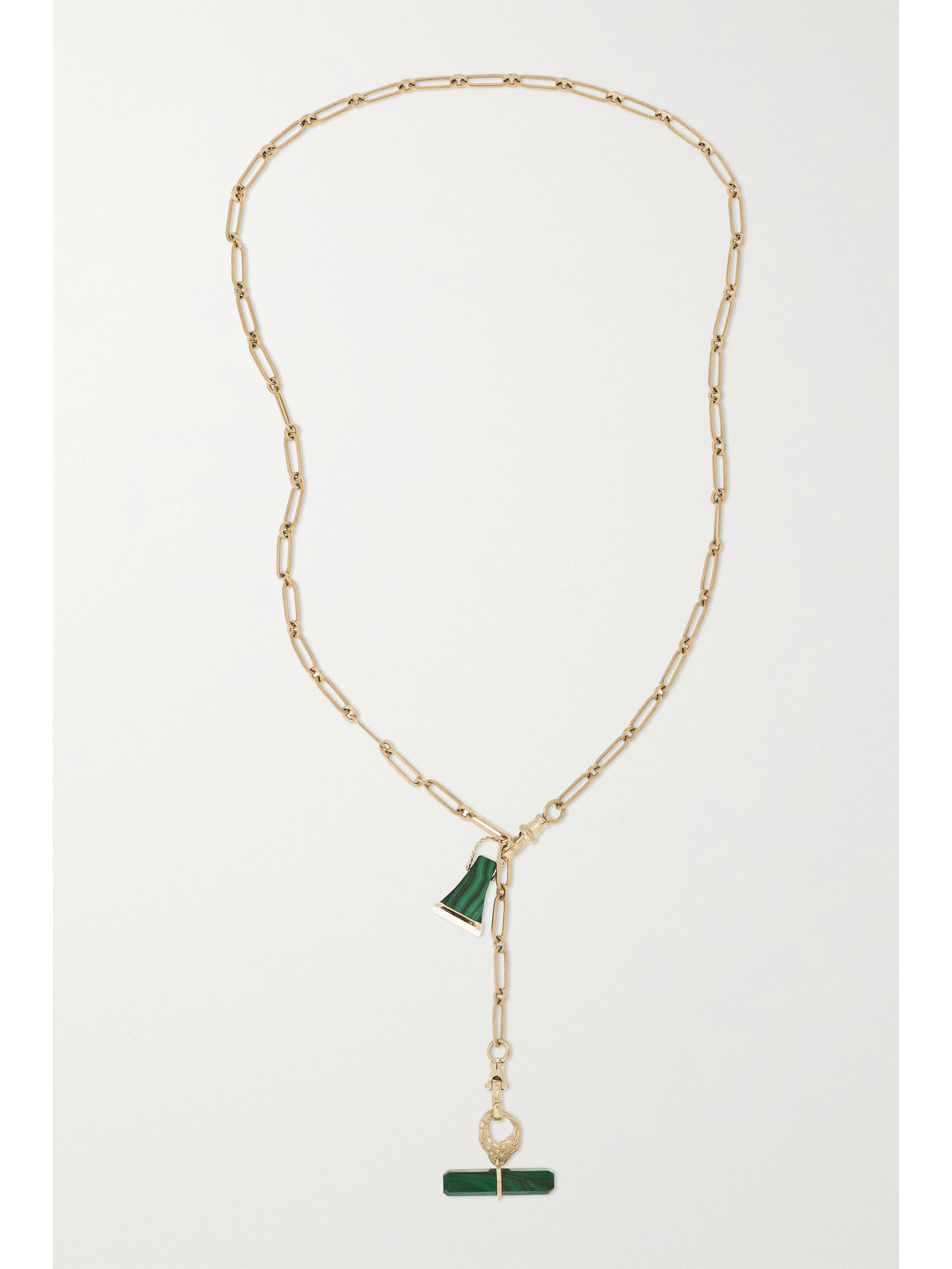 Pascale Monvoisin Debbie N°3 + Vadim + Iman 9-karat Gold, Malachite And Diamond Necklace In Gold