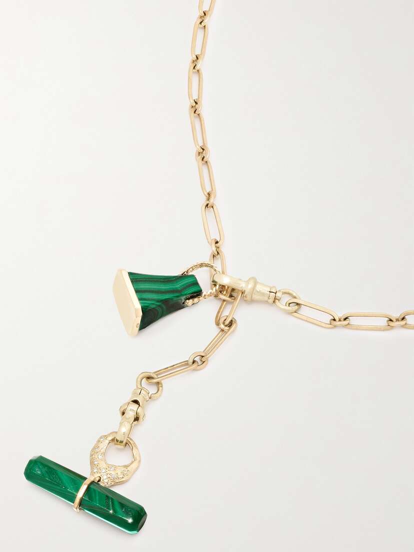 Pascale Monvoisin Debbie N°3 + Vadim + Iman 9-karat Gold, Malachite And Diamond Necklace