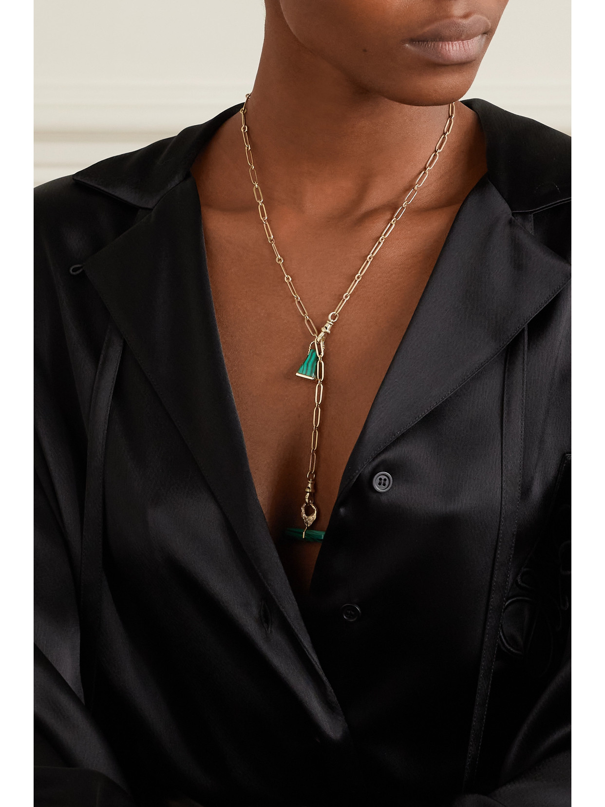 Pascale Monvoisin Debbie N°3 + Vadim + Iman 9-karat Gold, Malachite And Diamond Necklace In Gold
