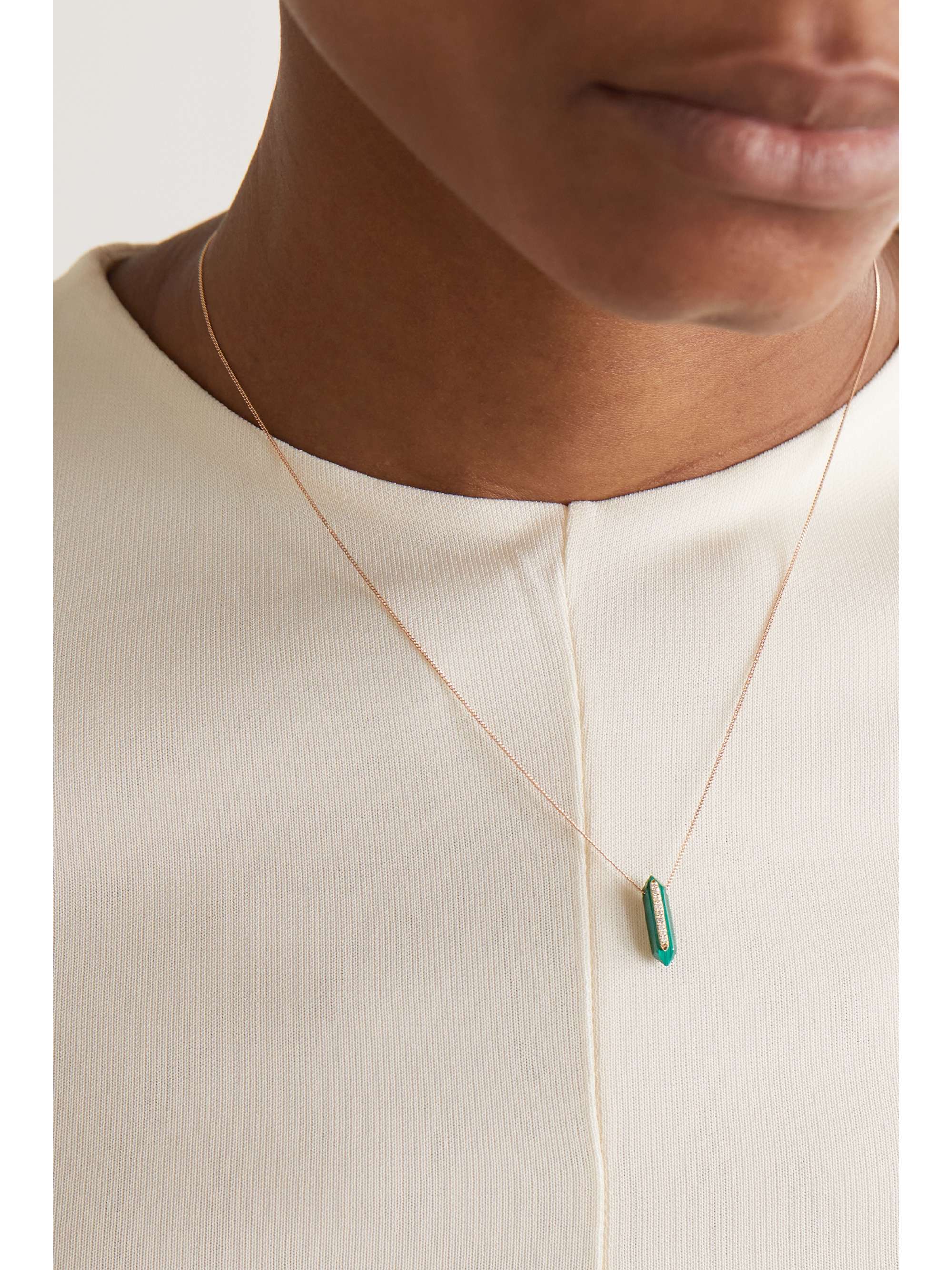 PASCALE MONVOISIN Moon N°1 9-karat gold, malachite and diamond necklace