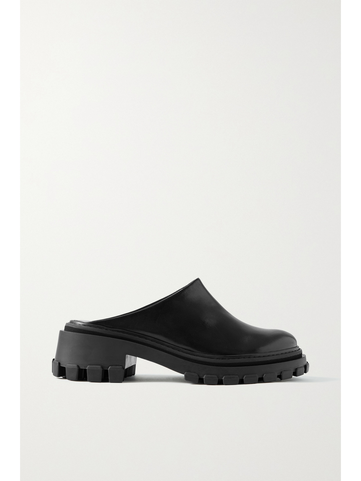 Porte u0026 Paire + Net Sustain Leather Slippers In Black | ModeSens