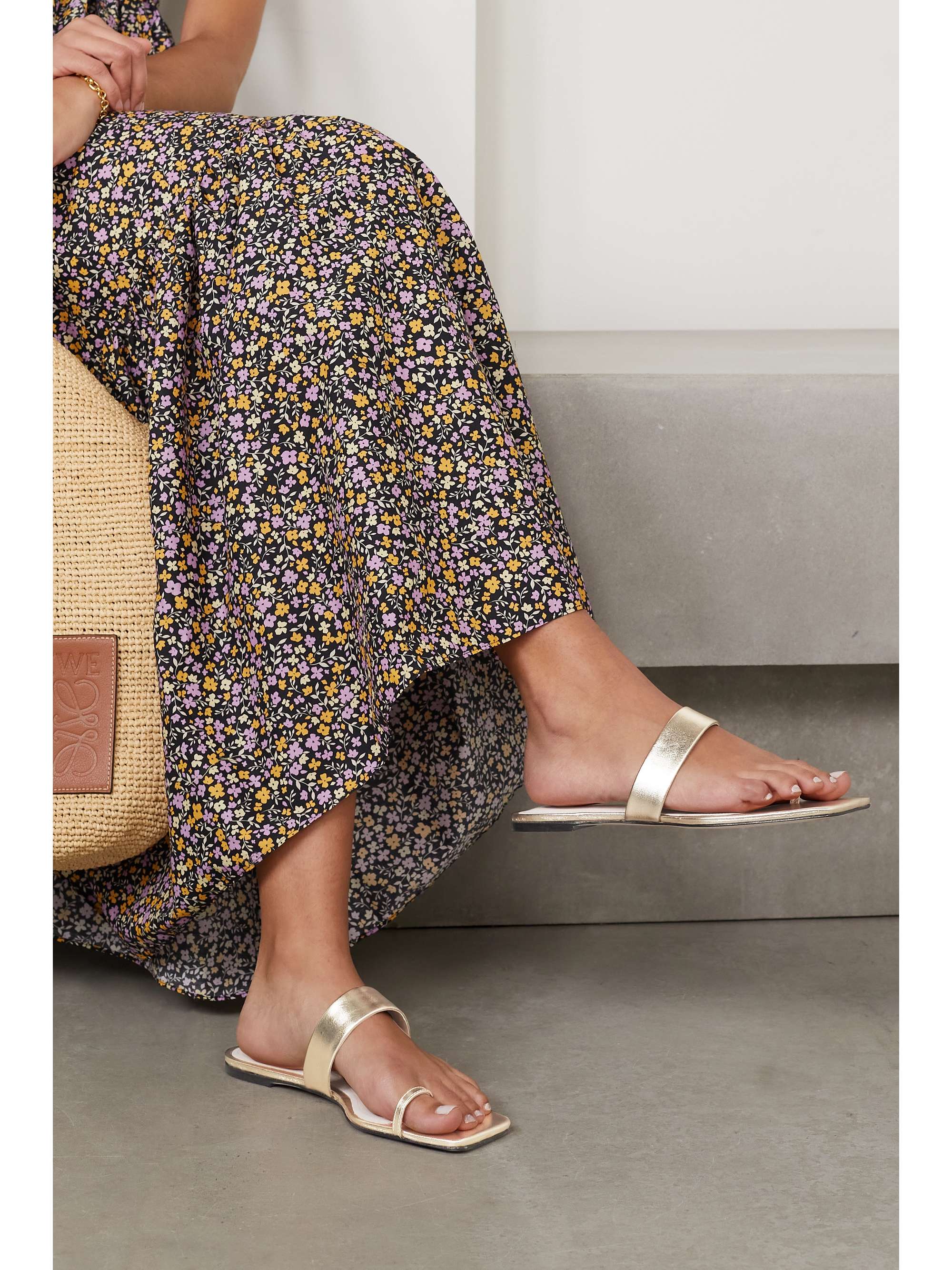 PORTE & PAIRE Metallic leather sandals