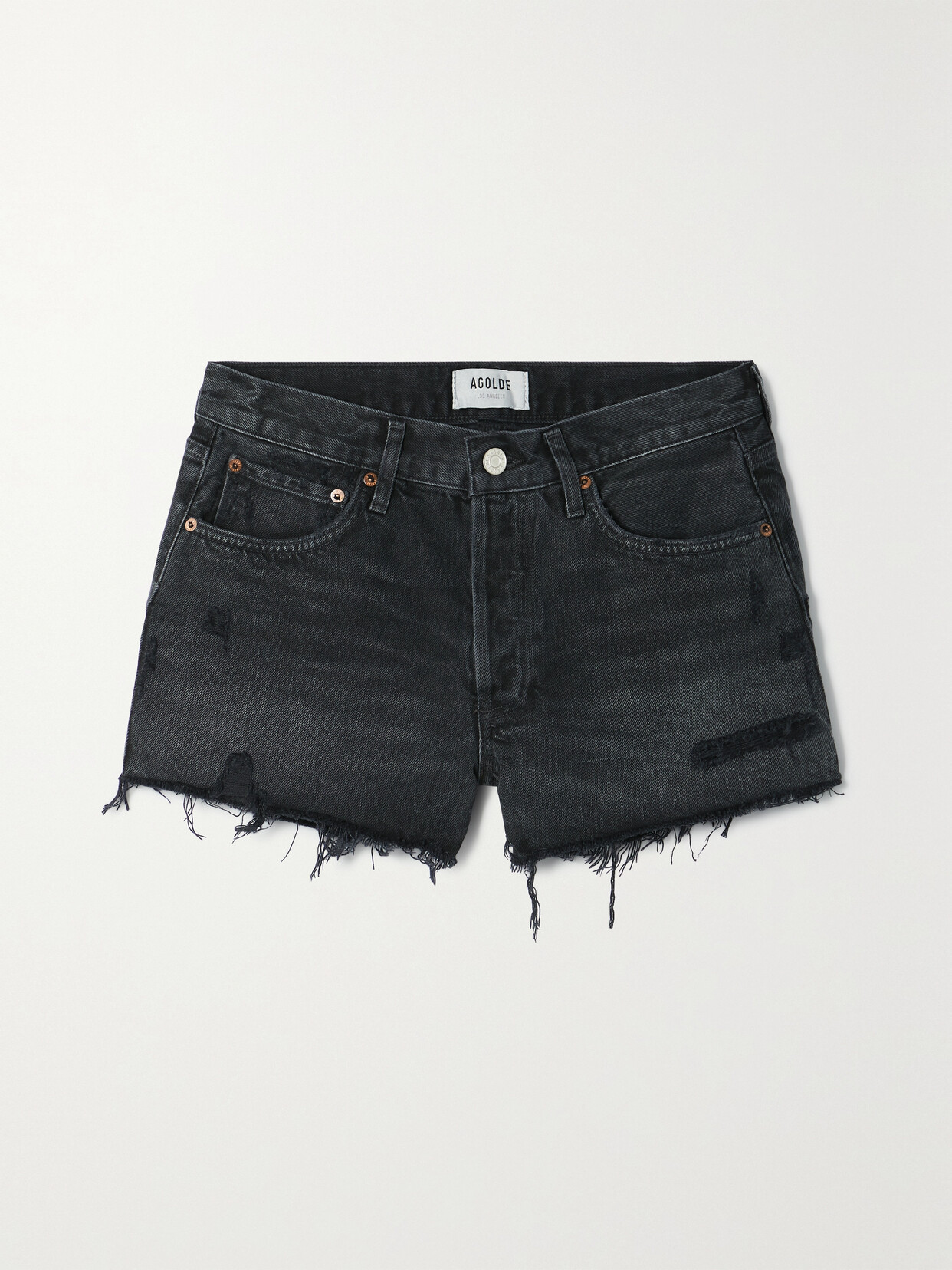 Agolde Parker Distressed Denim Shorts In Multi