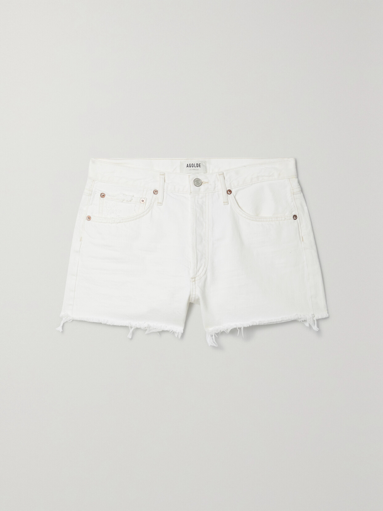 Shop Agolde Parker Vintage Cutoff Organic Denim Shorts In White