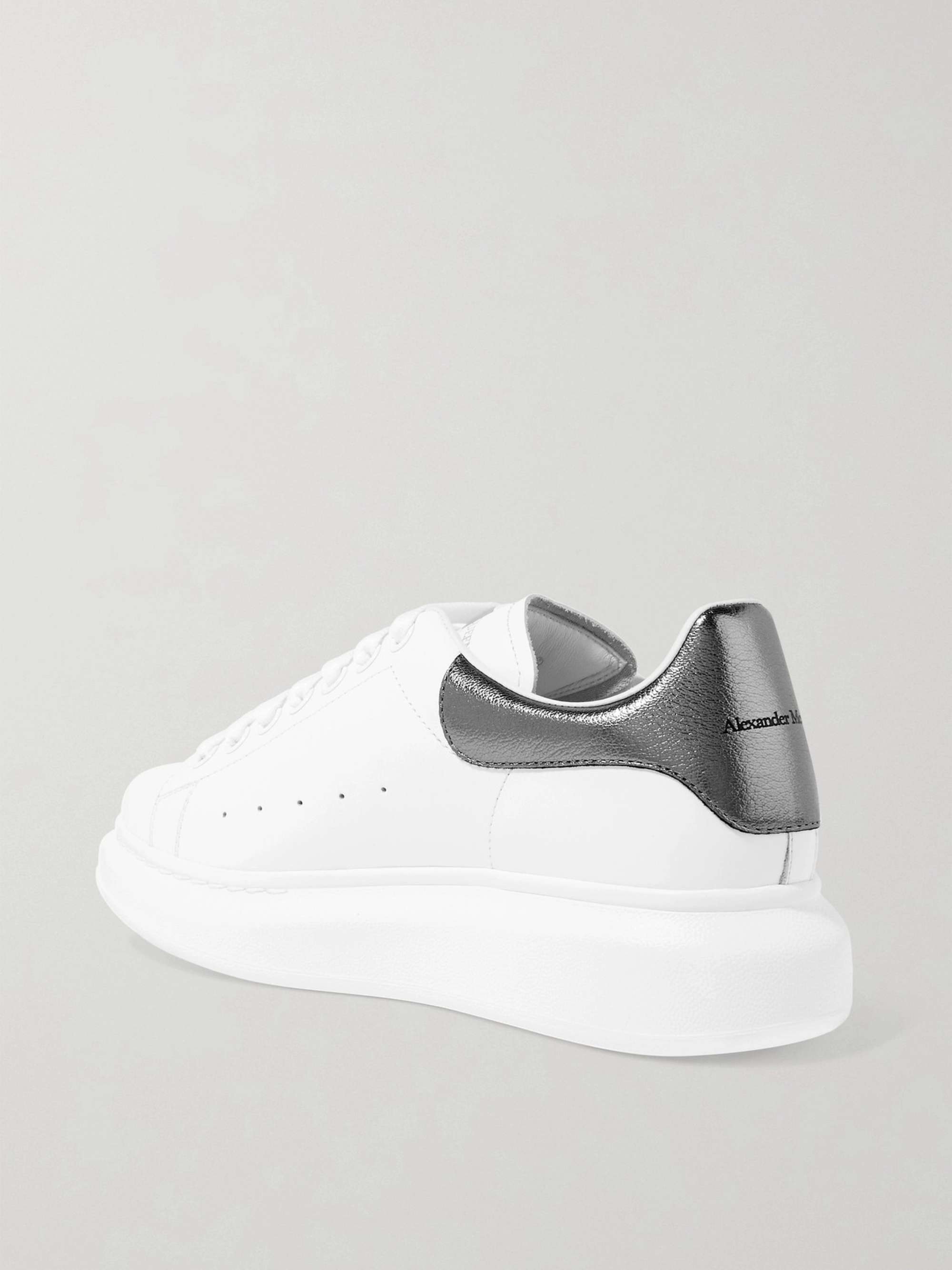 ALEXANDER MCQUEEN Suede-trimmed leather exaggerated-sole sneakers