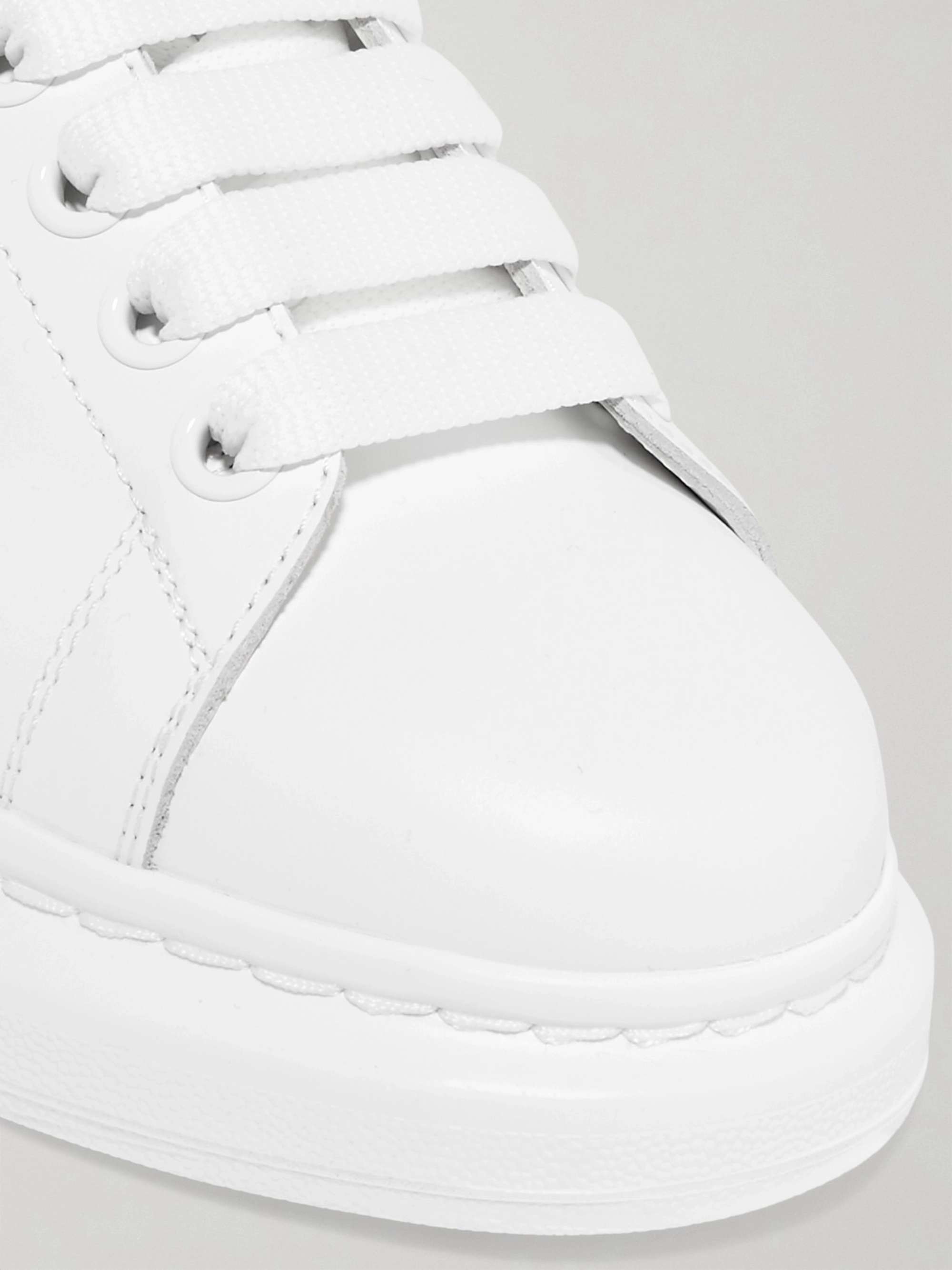 Alexander McQueen Metallic-trimmed Leather Exaggerated-sole Sneakers -  White