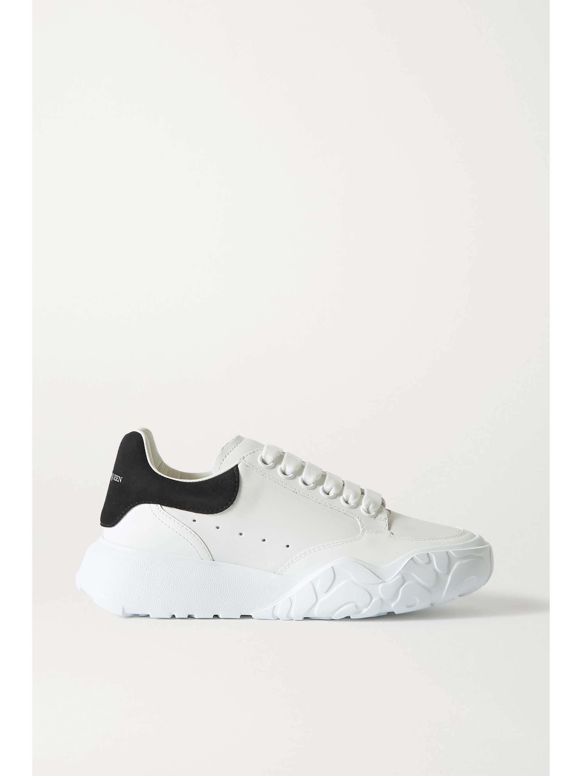 White Suede-trimmed leather exaggerated-sole sneakers | ALEXANDER MCQUEEN |  NET-A-PORTER
