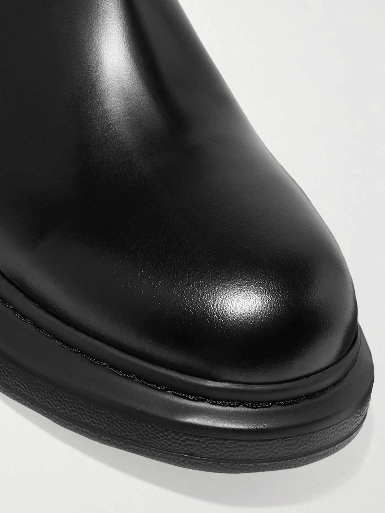 Shop Alexander Mcqueen Glossed-leather Exaggerated-sole Chelsea Boots In Unknown