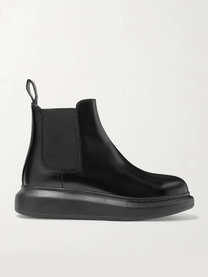 McQueen Glossed-leather Exaggerated-sole Chelsea Boots