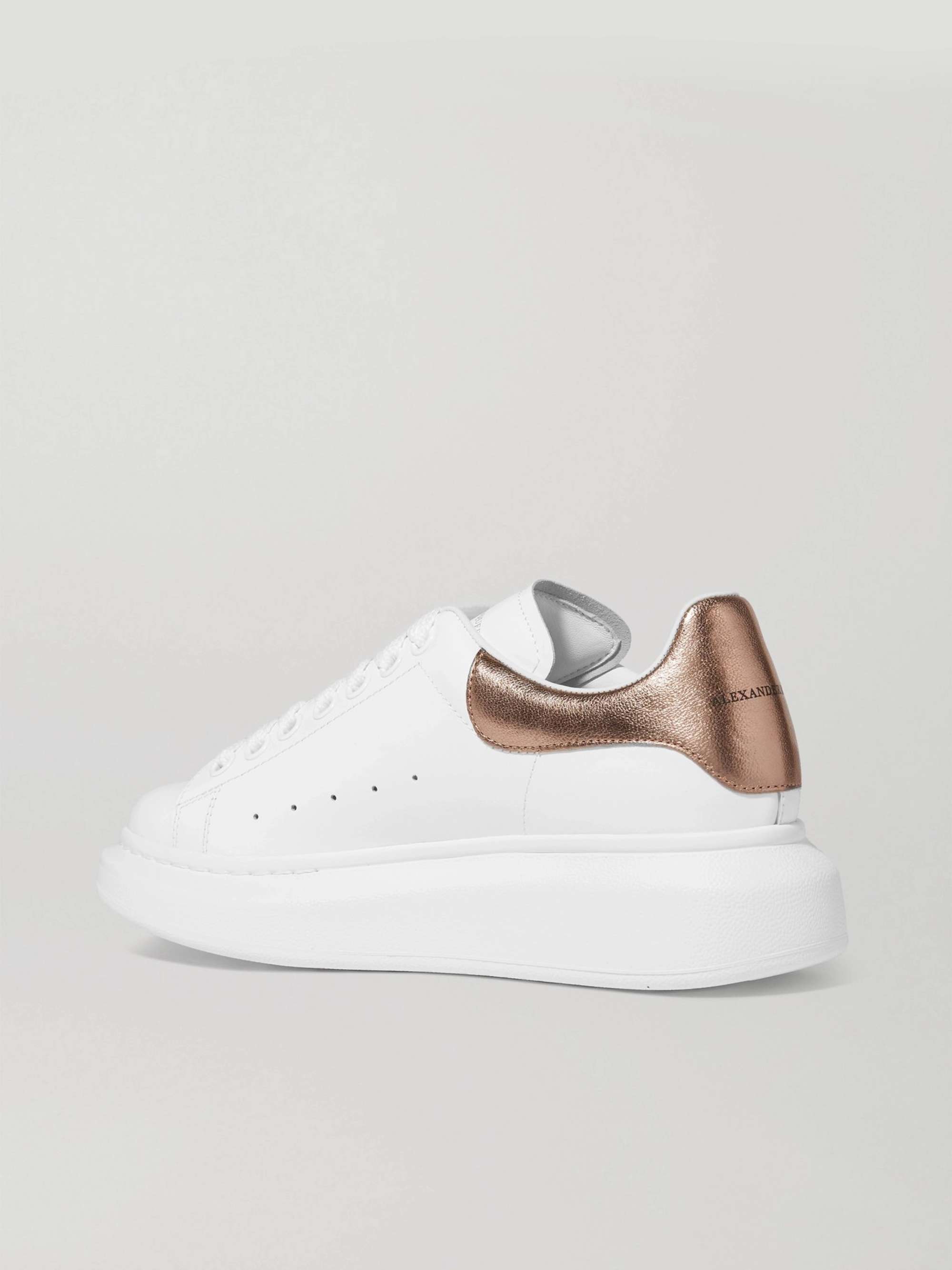 White Suede-trimmed leather exaggerated-sole sneakers | ALEXANDER MCQUEEN |  NET-A-PORTER