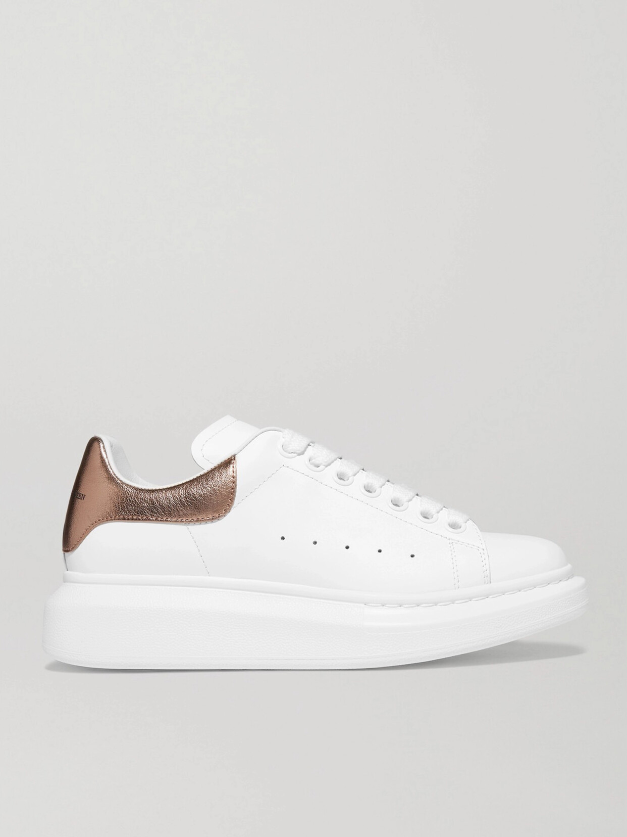 Alexander Mcqueen Metallic-trimmed Leather Exaggerated-sole Sneakers In White