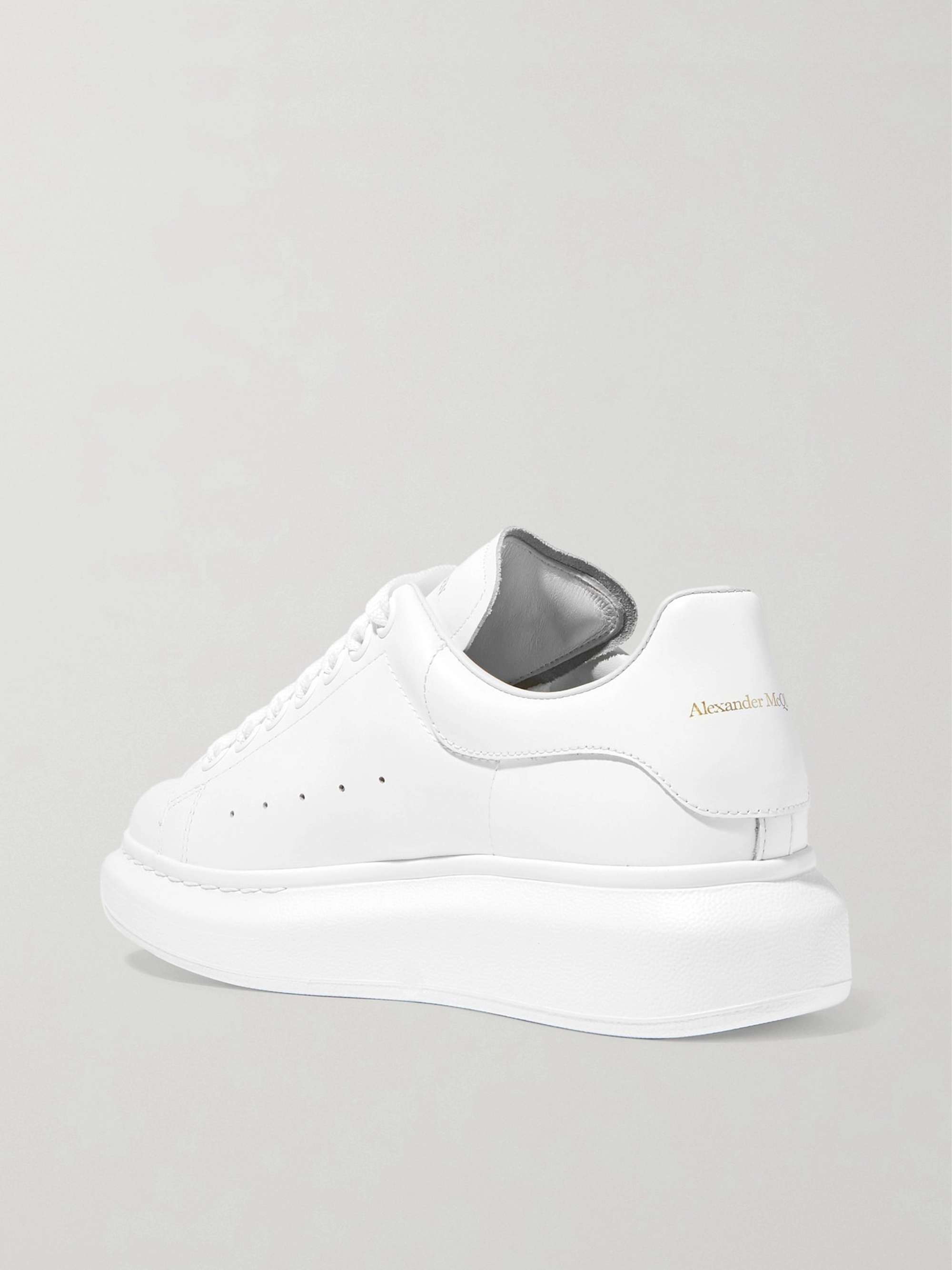 ALEXANDER MCQUEEN Suede-trimmed leather exaggerated-sole sneakers