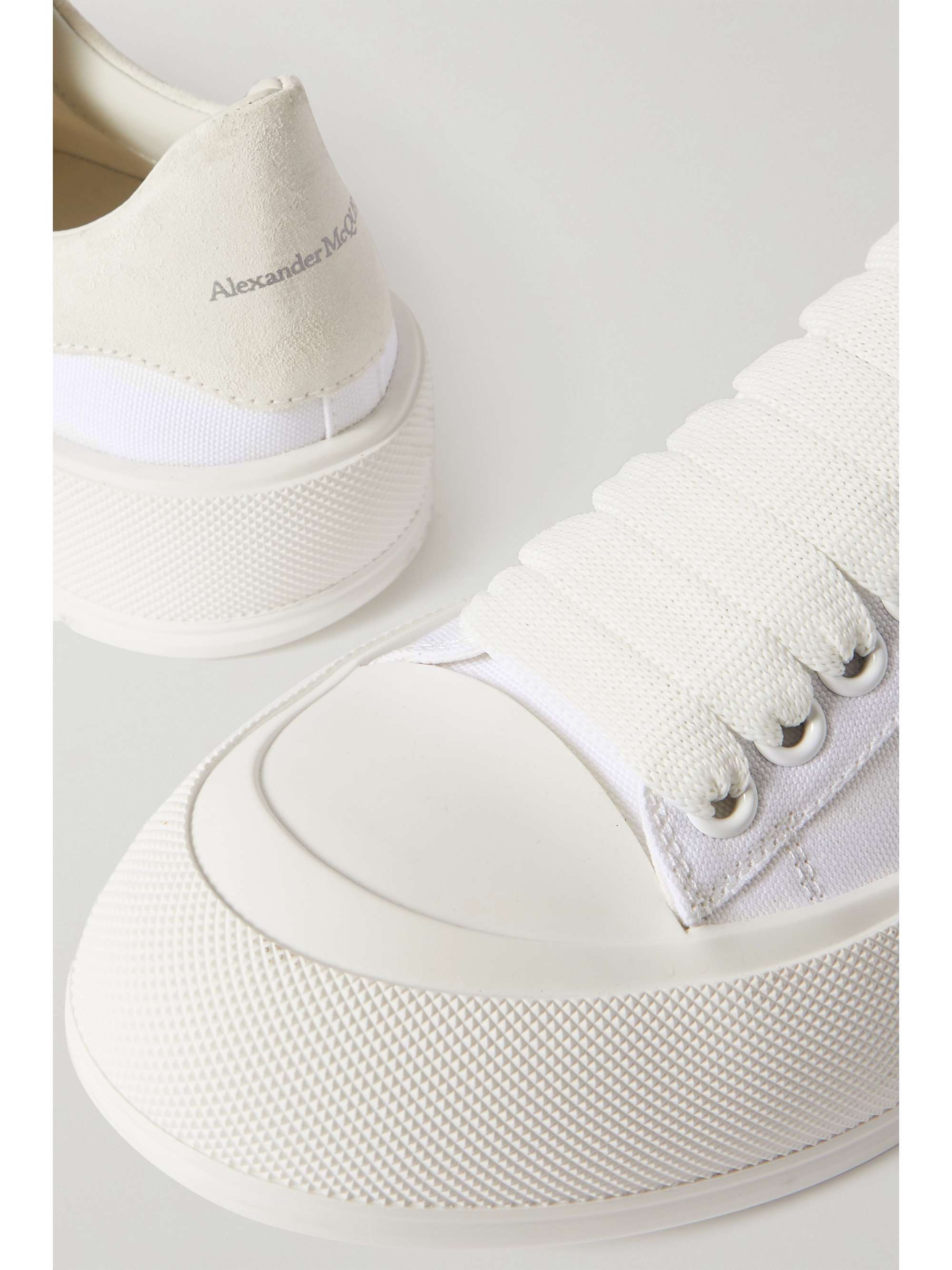 ALEXANDER MCQUEEN Suede-trimmed canvas exaggerated-sole sneakers