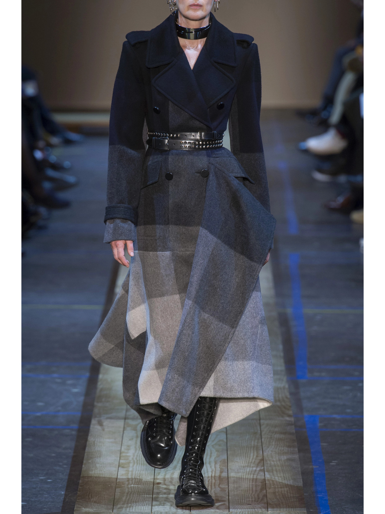 Shop Alexander Mcqueen Slick Glossed-leather Exaggerated-sole Knee Boots In Unknown