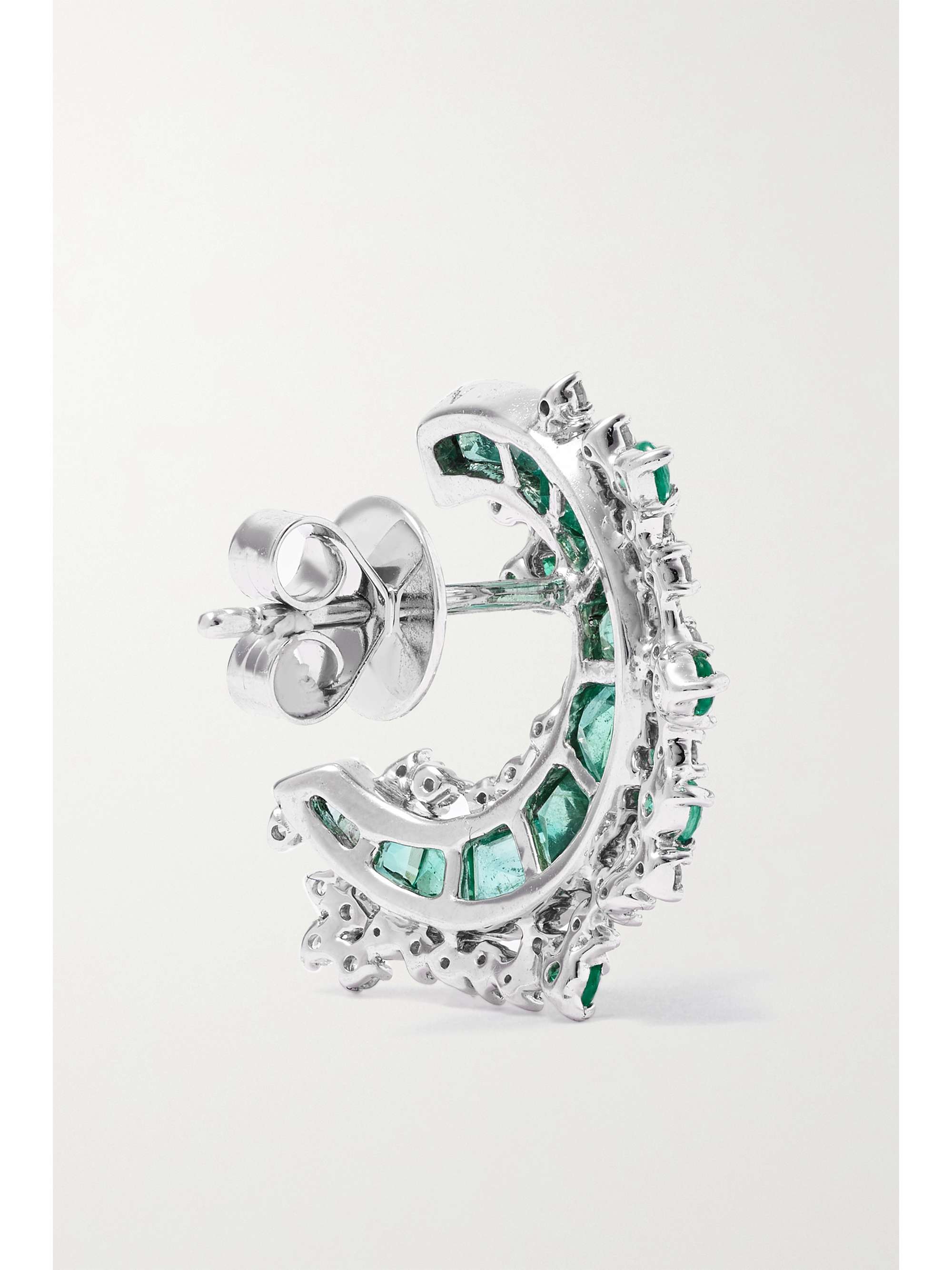 ANANYA 18-karat white gold, emerald and diamond earrings