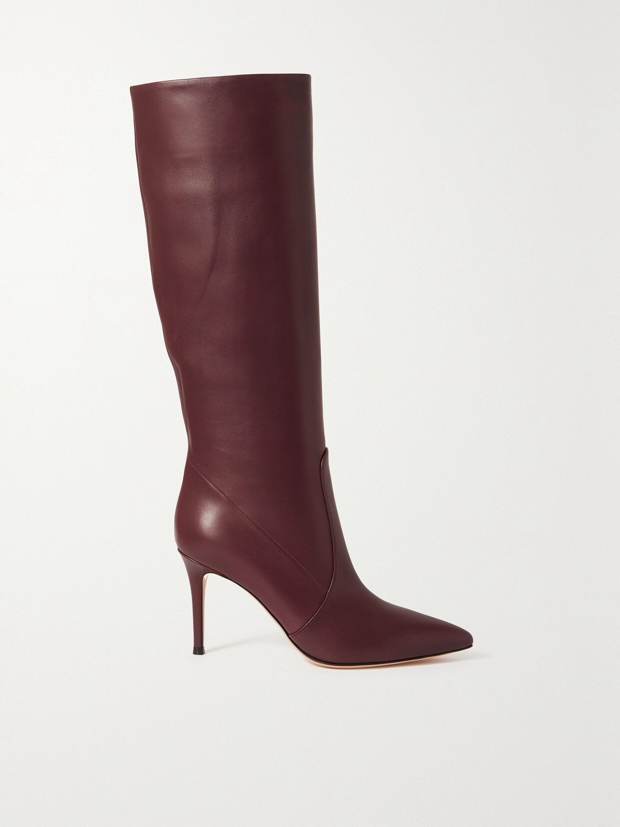 Shop Gianvito Rossi Hansen 85 Leather Knee Boots In Burgundy