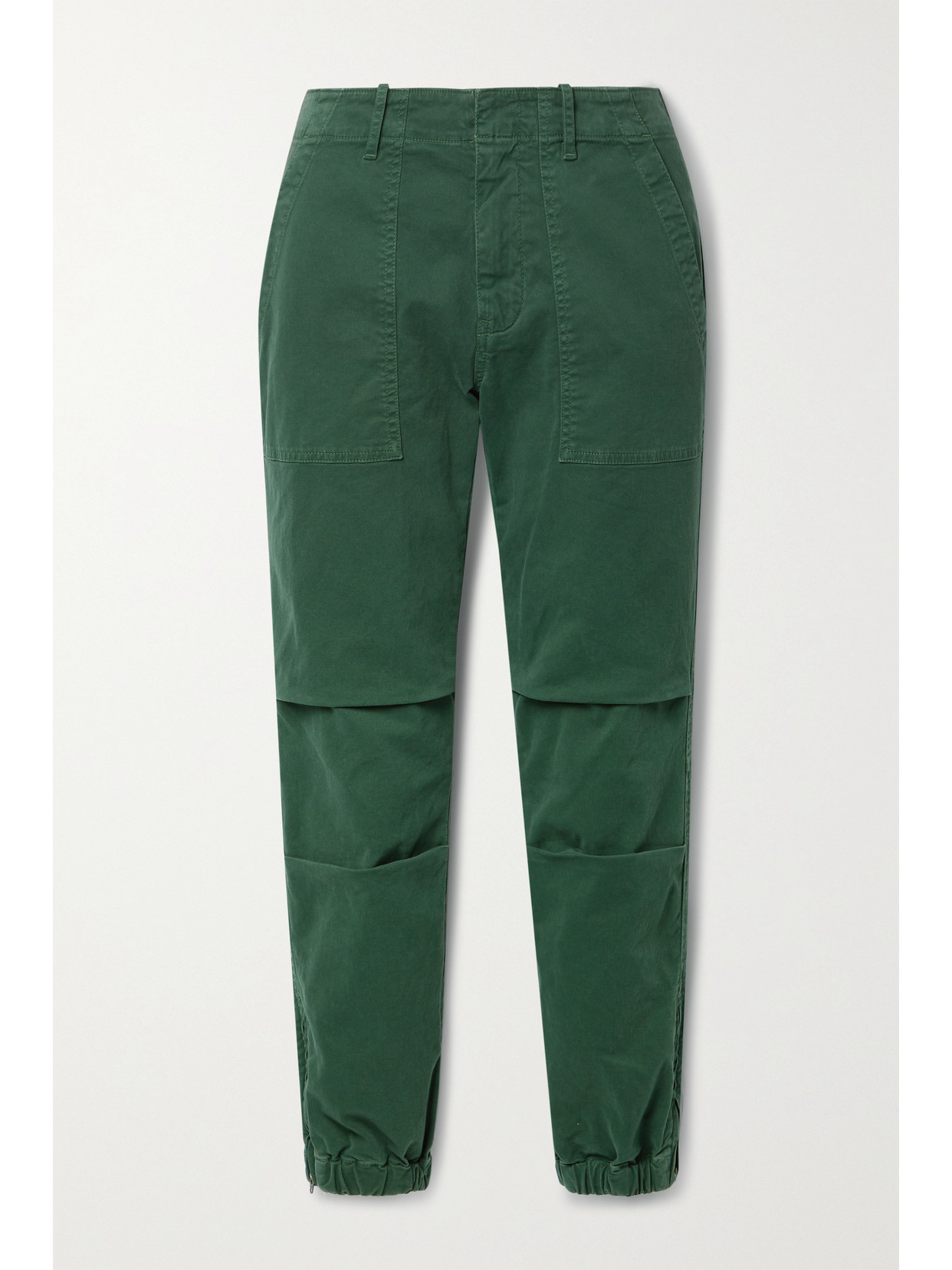 Nili Lotan Cropped Cotton-blend Twill Tapered Trousers In Campus Green