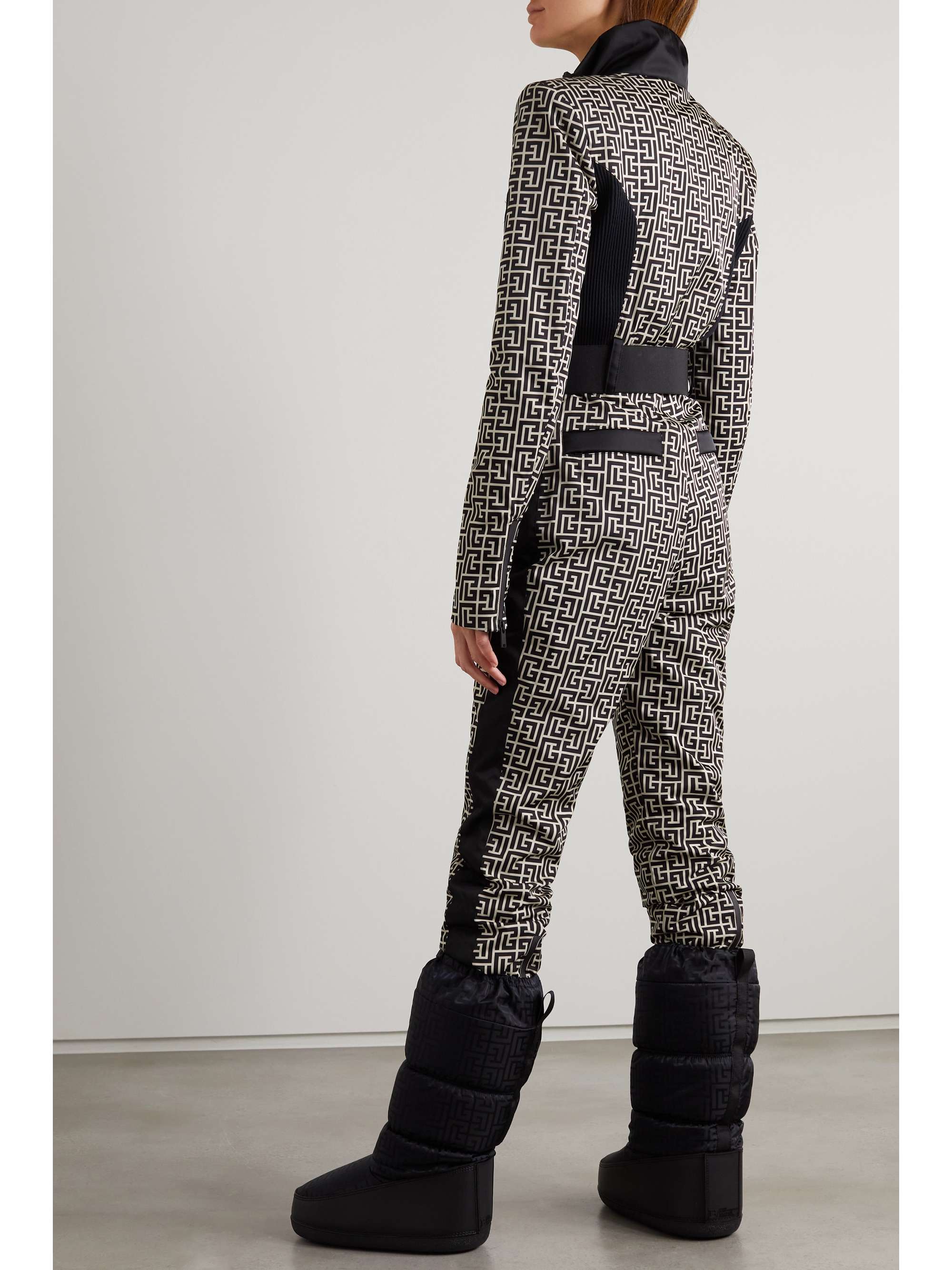 BALMAIN + Rossignol belted printed ski suit