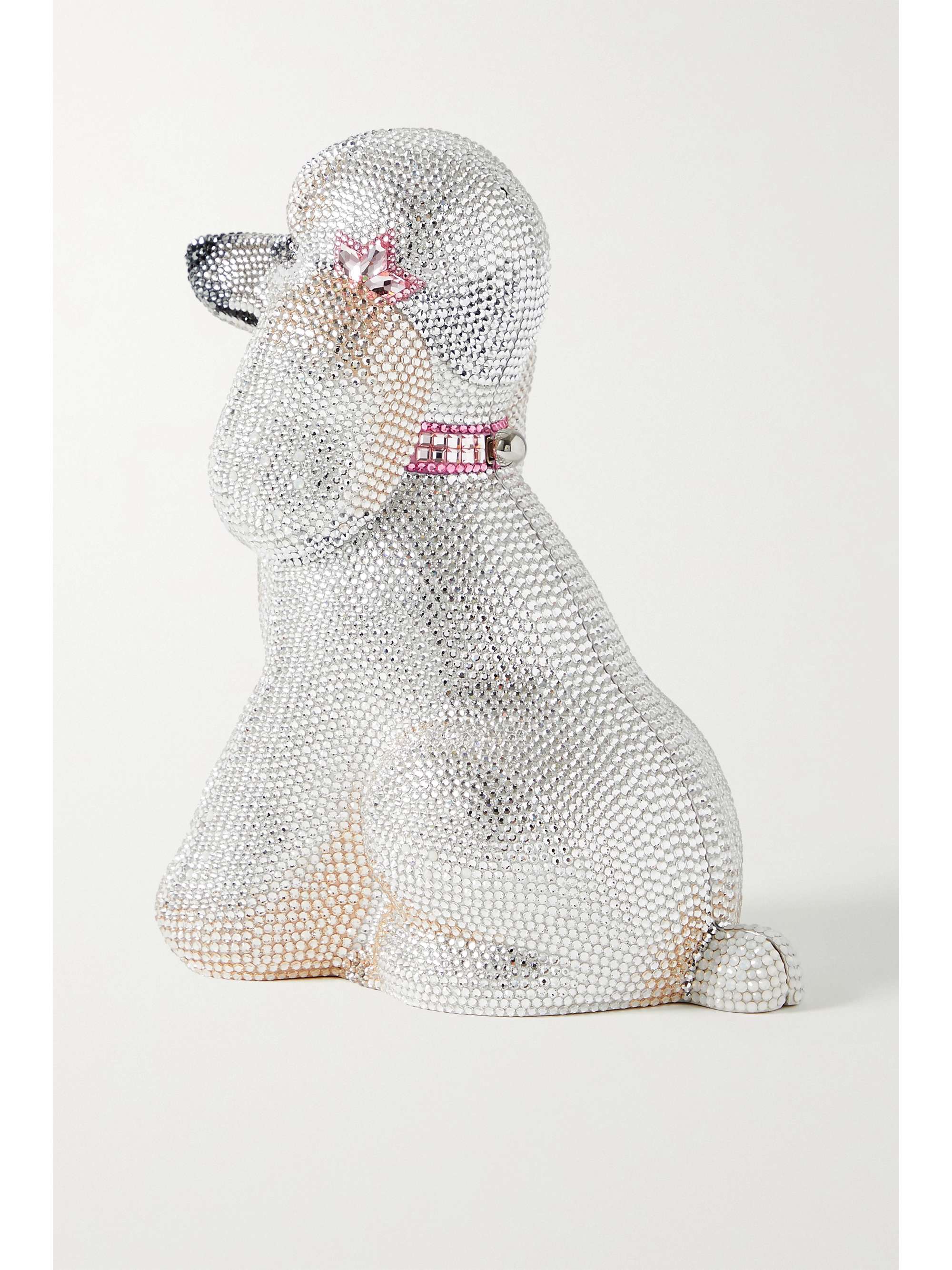 JUDITH LEIBER COUTURE French Poodle Lucille crystal-embellished silver-tone clutch