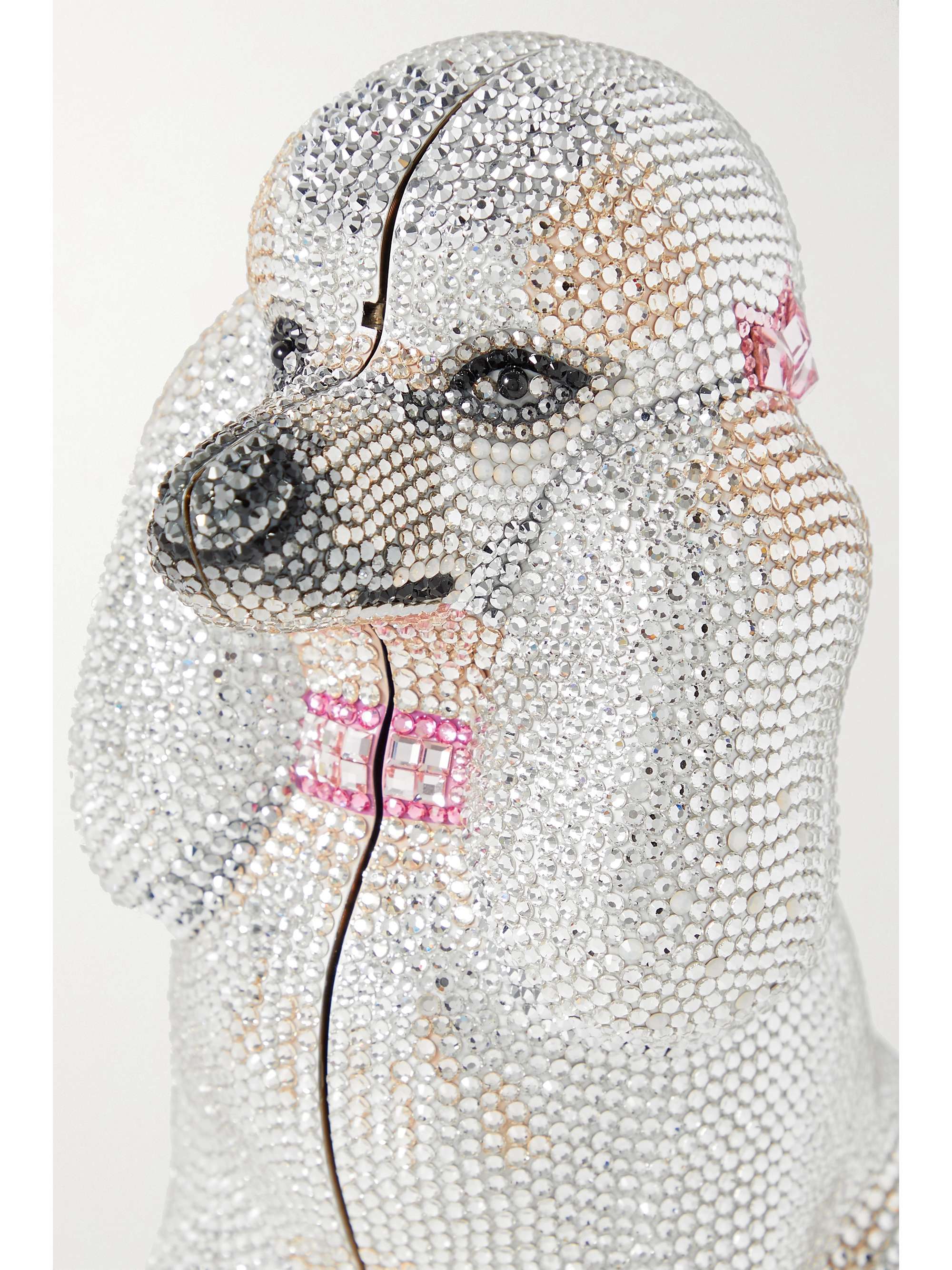 JUDITH LEIBER COUTURE French Poodle Lucille crystal-embellished silver-tone clutch