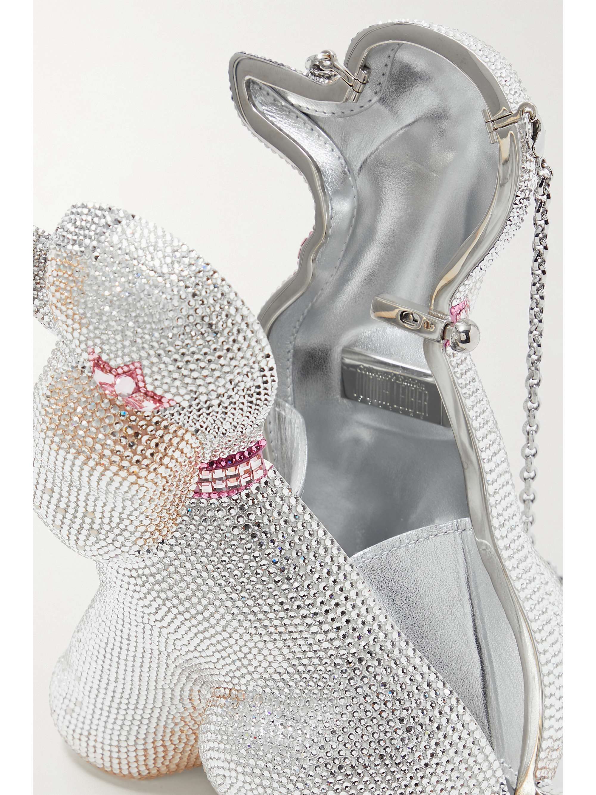 JUDITH LEIBER COUTURE French Poodle Lucille crystal-embellished silver-tone clutch