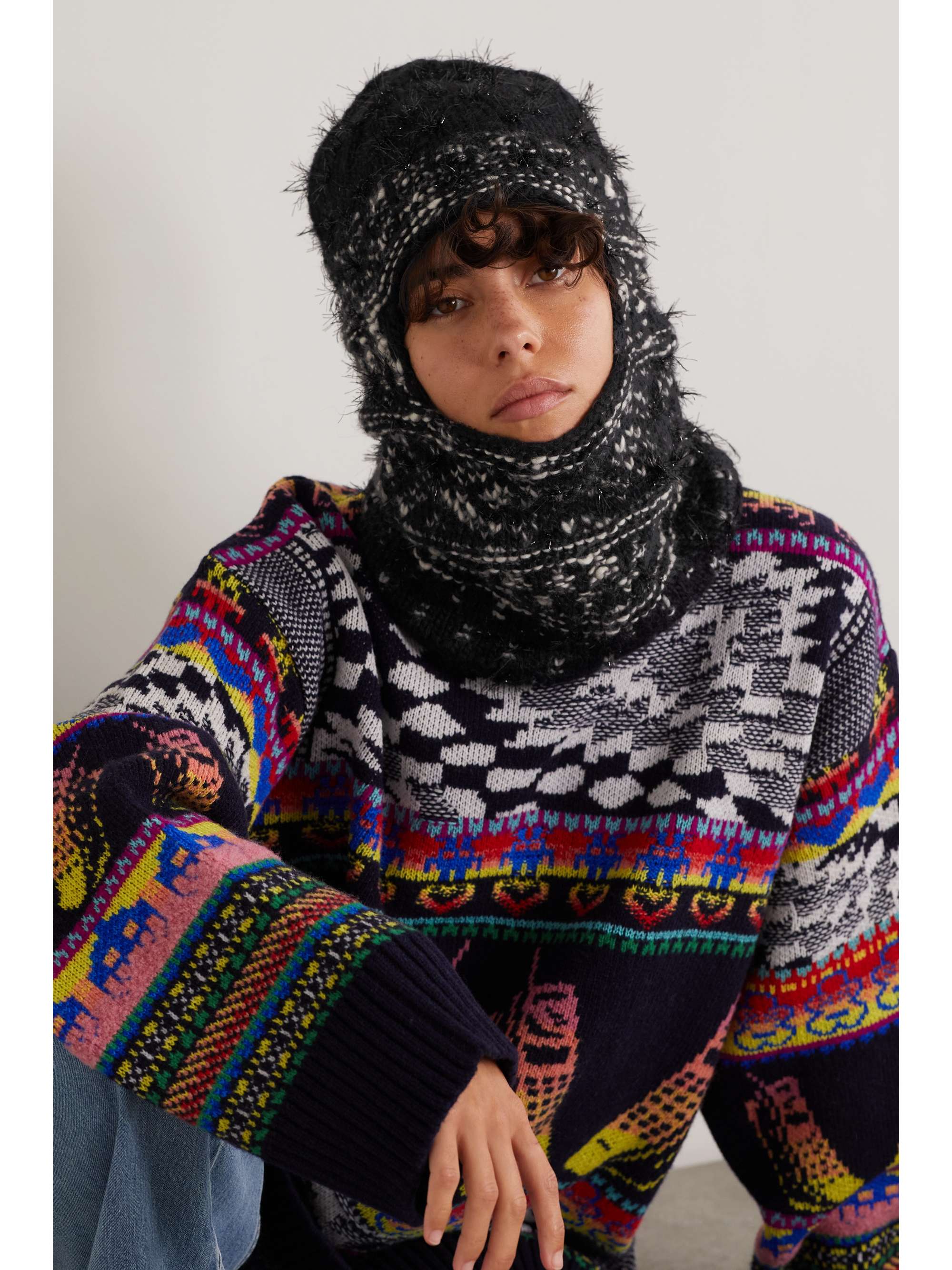 Black Intarsia wool balaclava | STELLA 