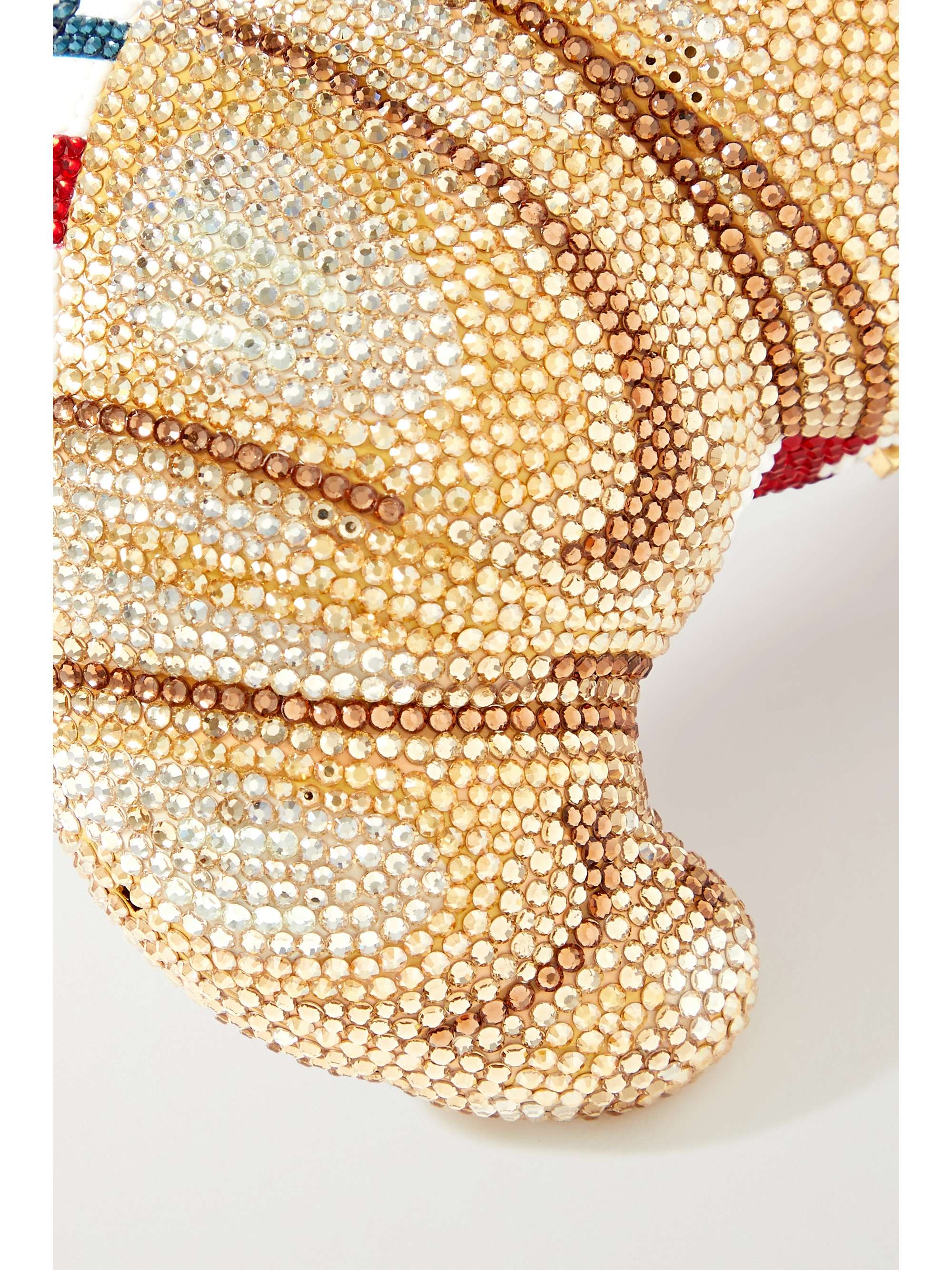 JUDITH LEIBER COUTURE Pochette en métal doré à cristaux Croissant