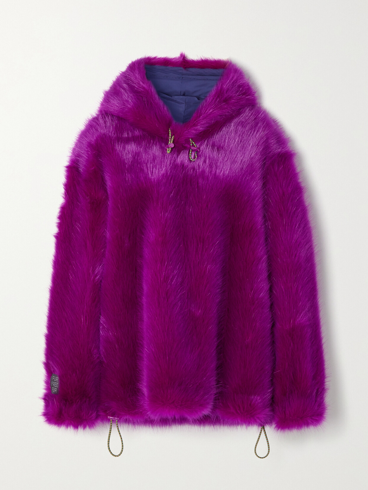 Shop Stella Mccartney Adan Hooded Faux Fur Coat In Purple