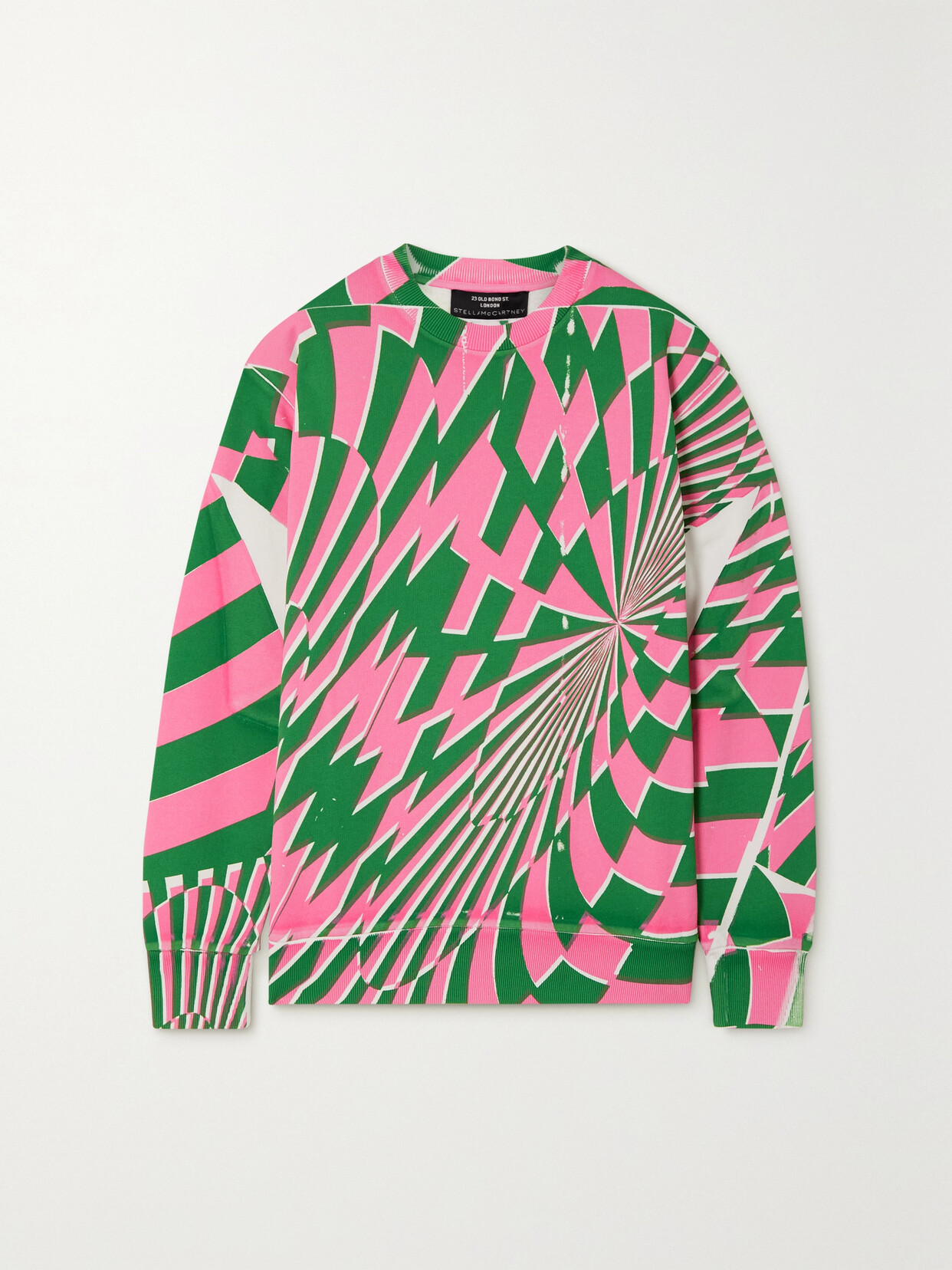 Stella Mccartney Womens Multicolor X Ed Curtis Optical Geometric-print Cotton-jersey Sweatshirt Xs In Pink