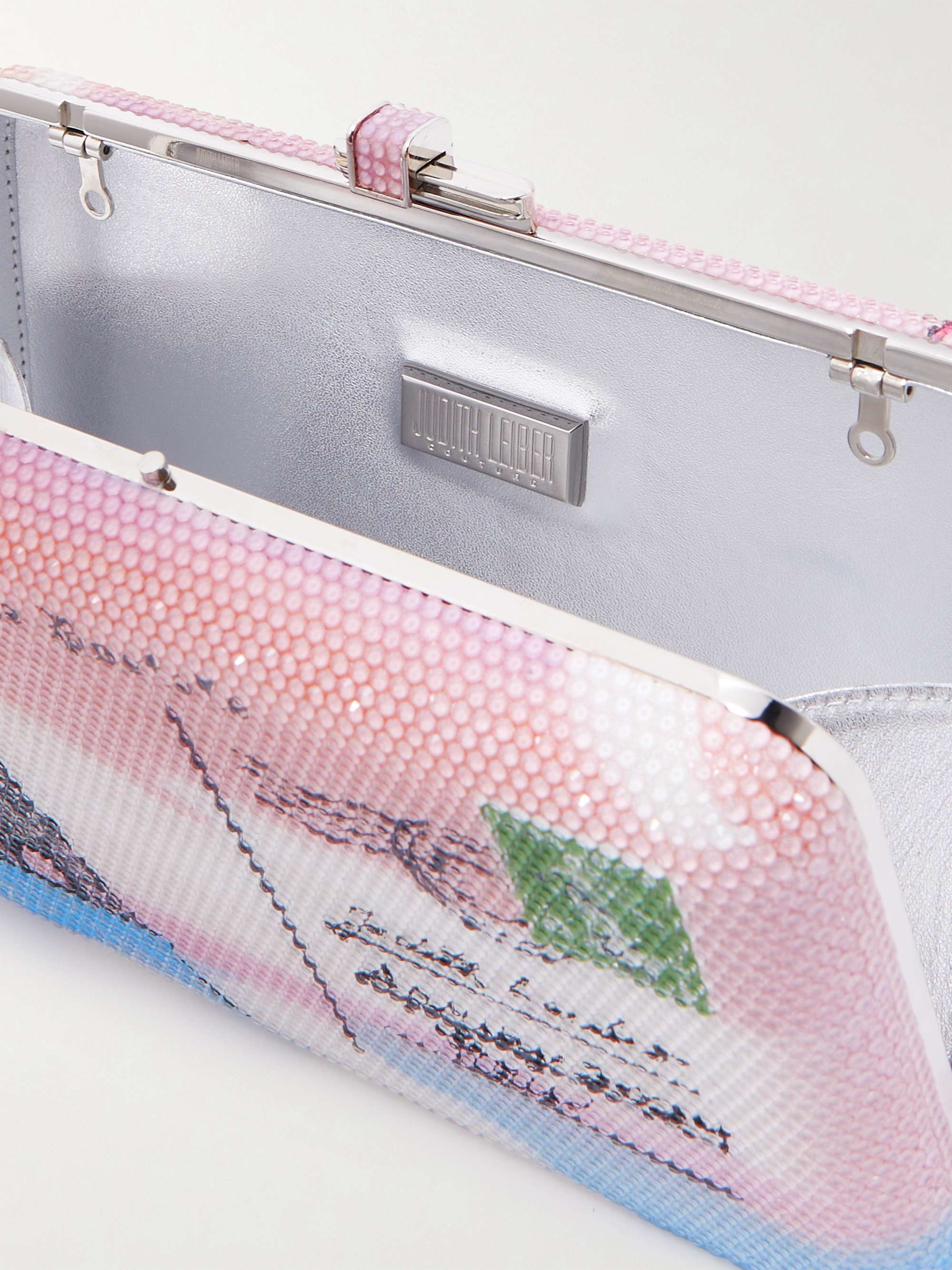 JUDITH LEIBER COUTURE Souvenir crystal-embellished silver-tone clutch