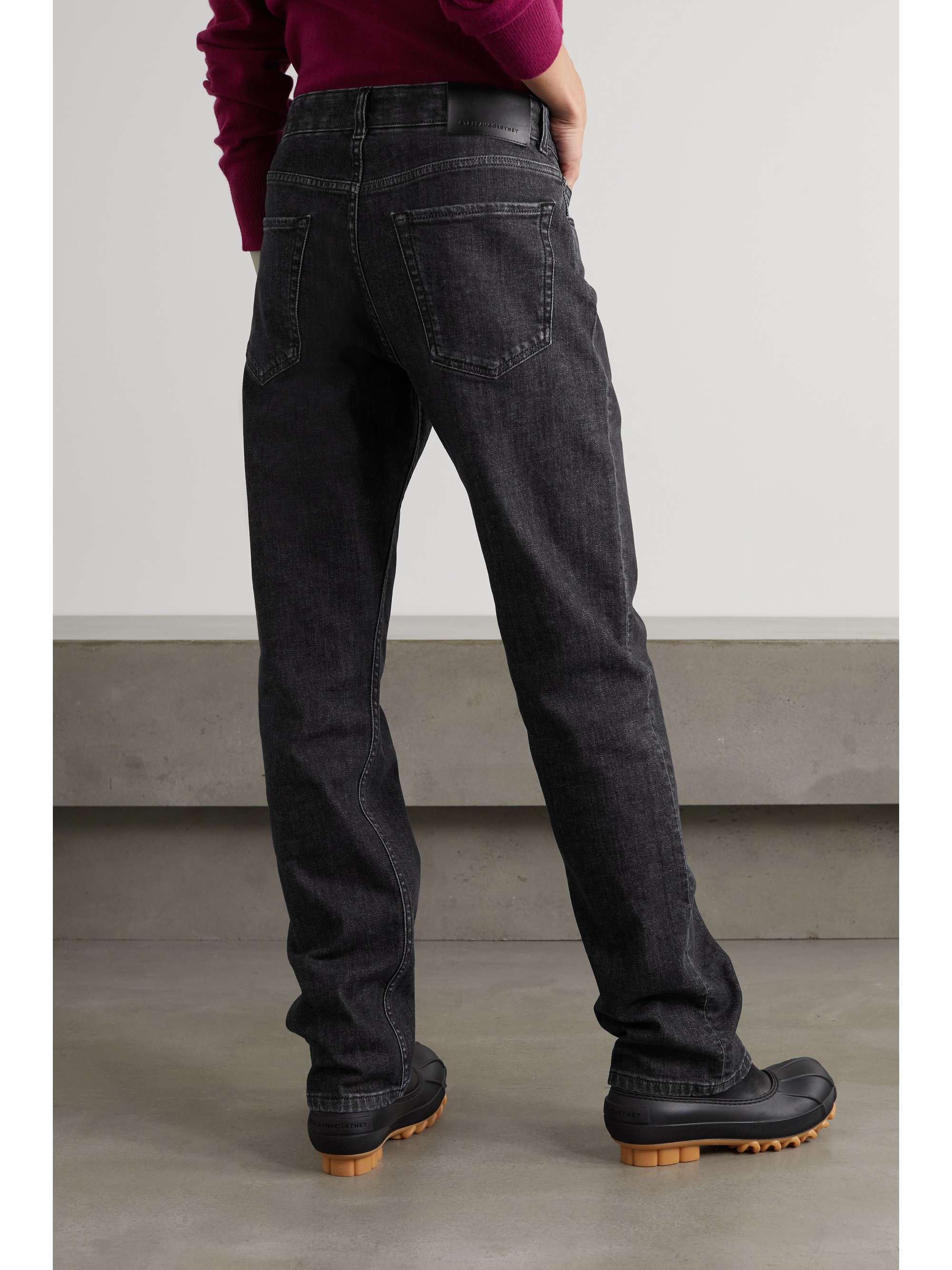 Black Printed high-rise straight-leg 