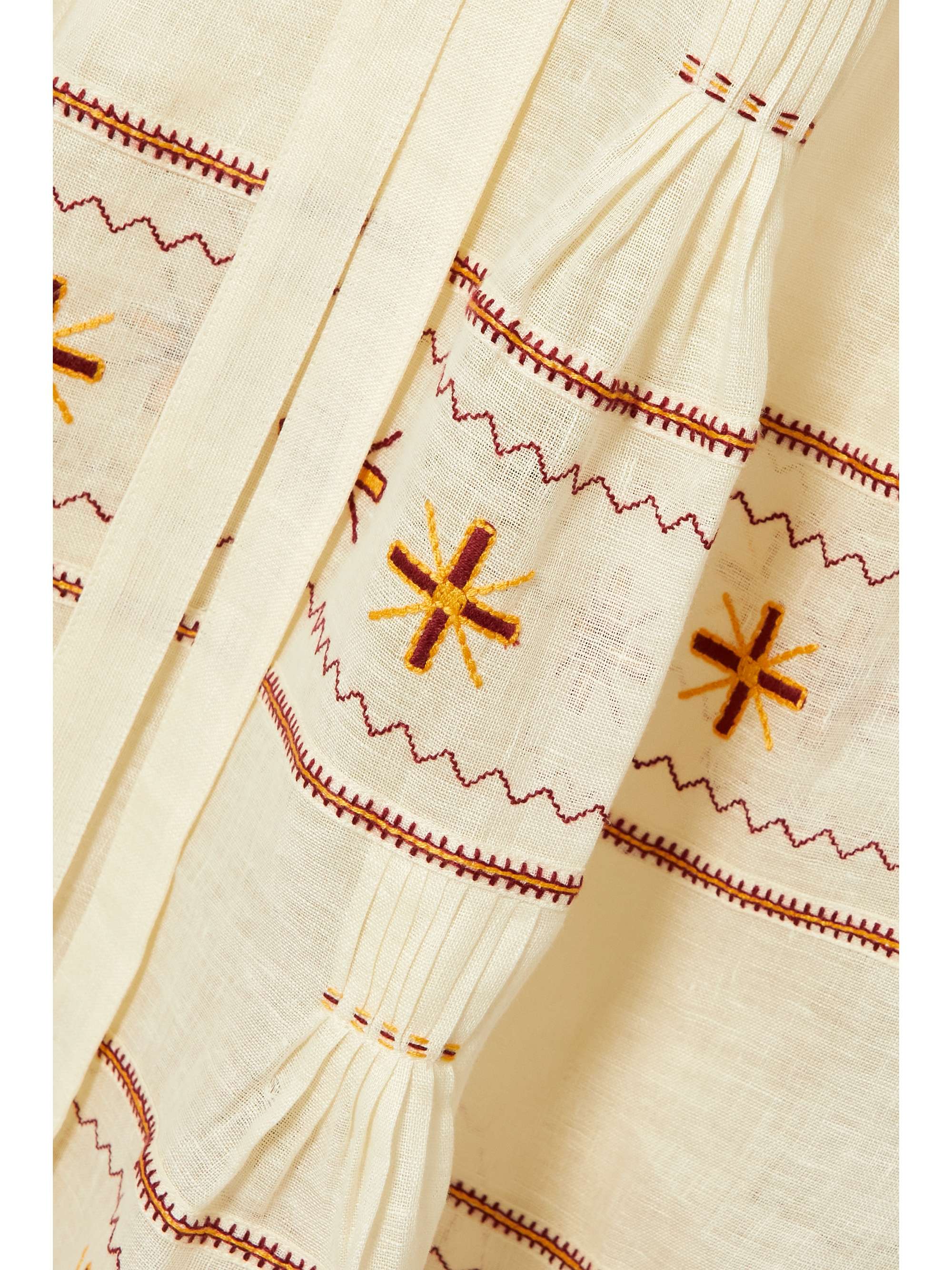 VITA KIN Salma belted embroidered linen-gauze maxi dress