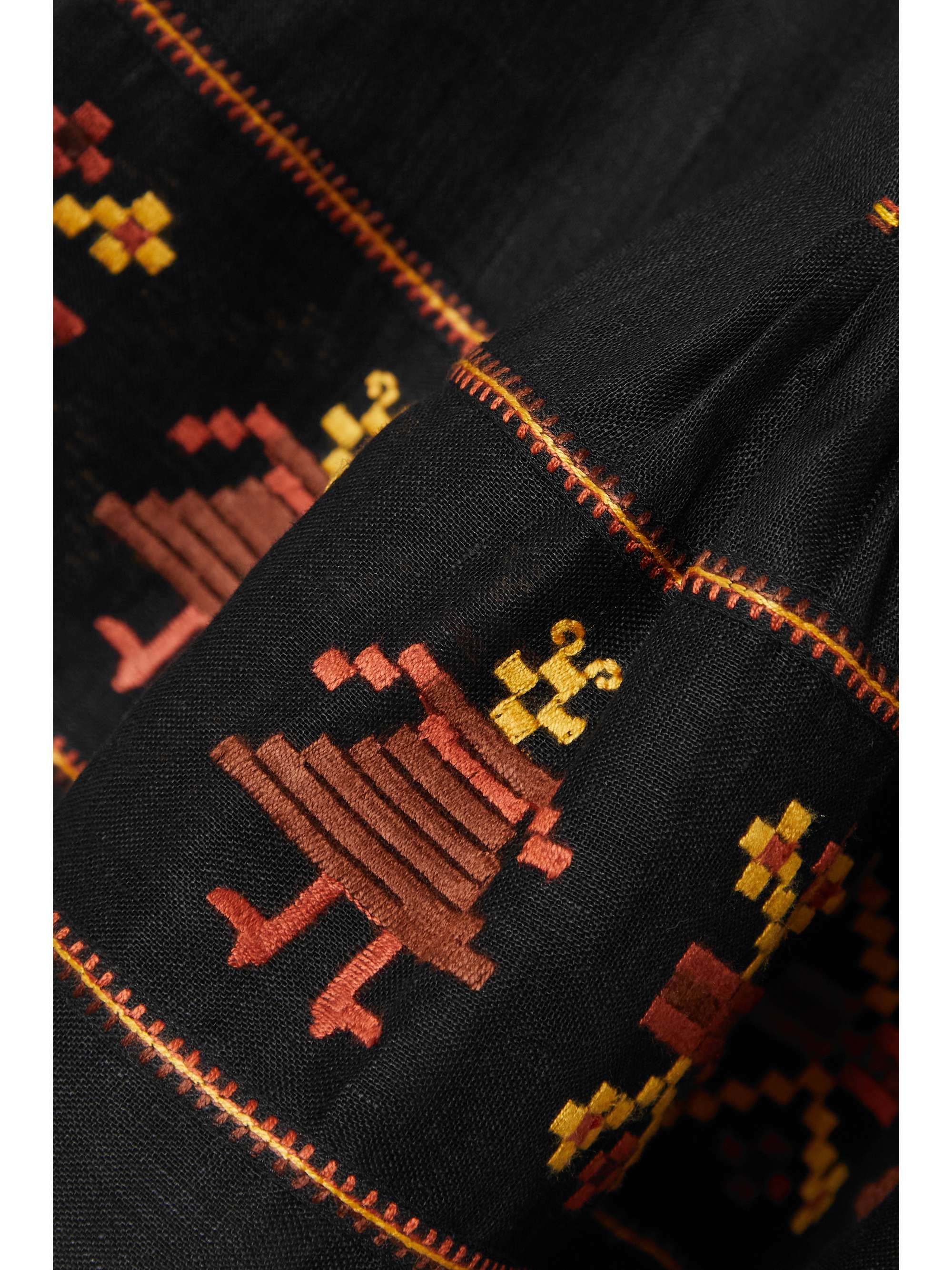 VITA KIN Salma embroidered linen midi skirt