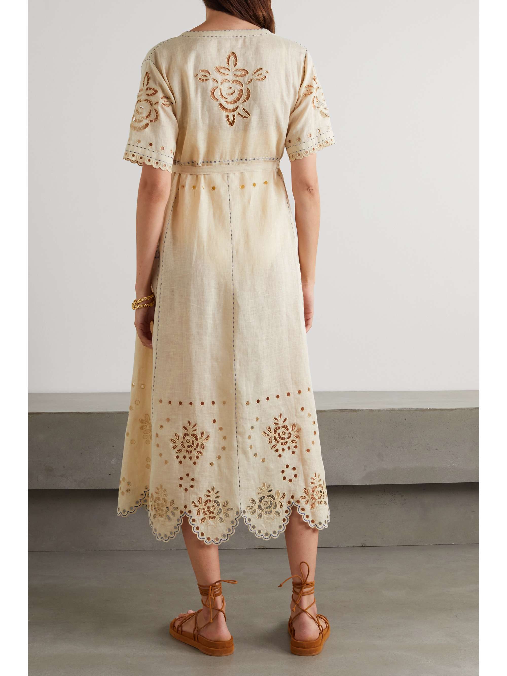 VITA KIN Colette broderie anglaise linen midi dress