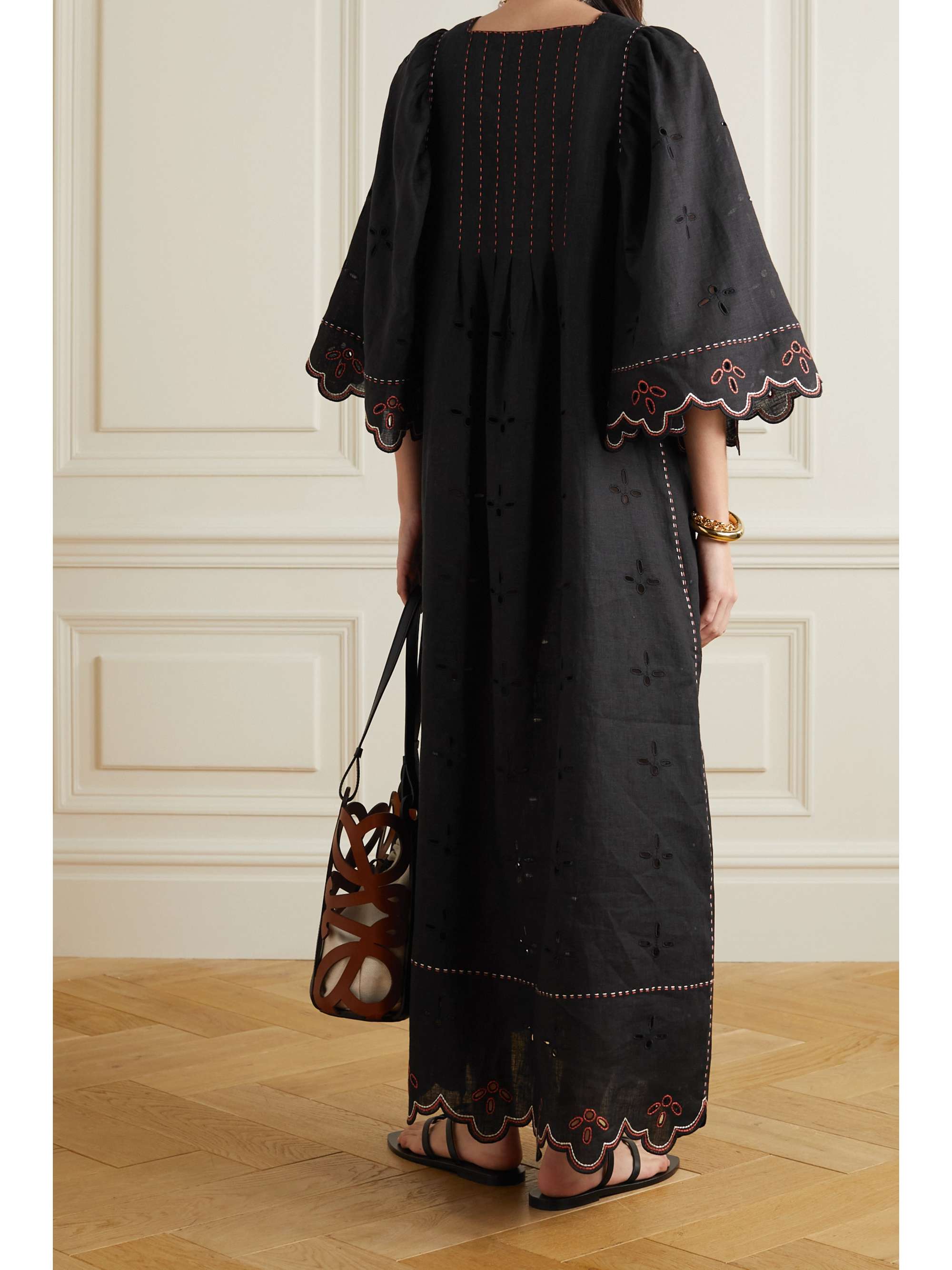 VITA KIN Bridget embroidered broderie anglaise linen-gauze maxi dress