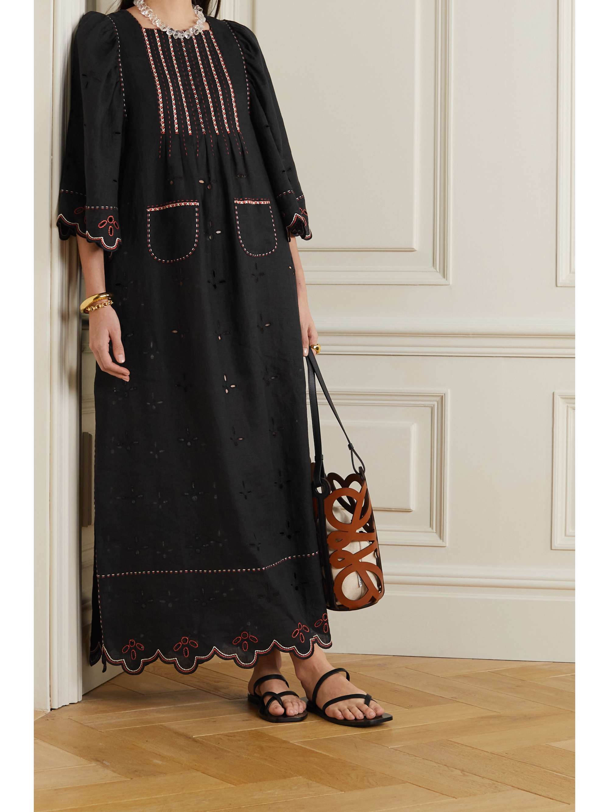 VITA KIN Bridget embroidered broderie anglaise linen-gauze maxi dress
