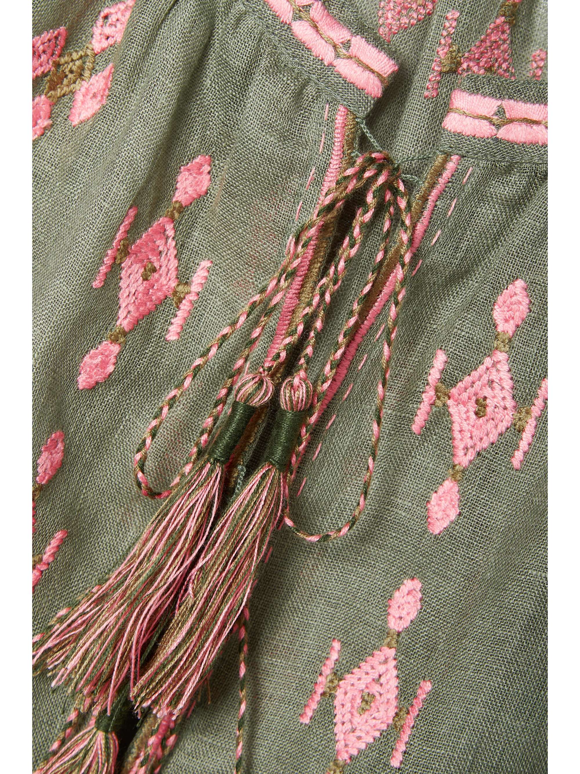 VITA KIN Casablanca tasseled embroidered linen blouse