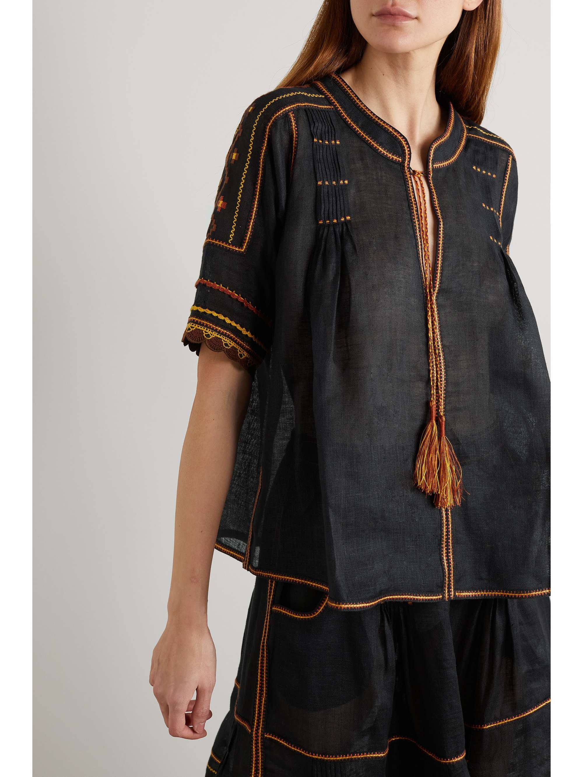 VITA KIN Salma embroidered linen blouse