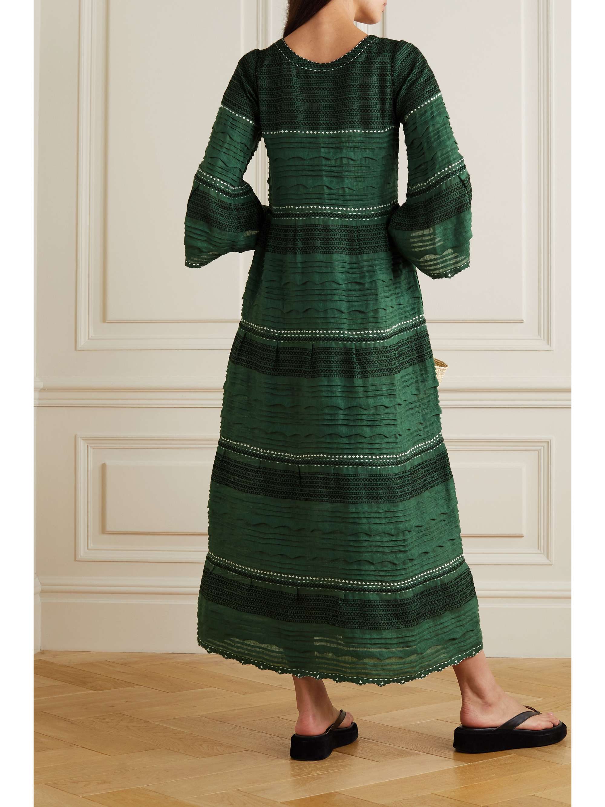 VITA KIN Lora embroidered striped linen dress