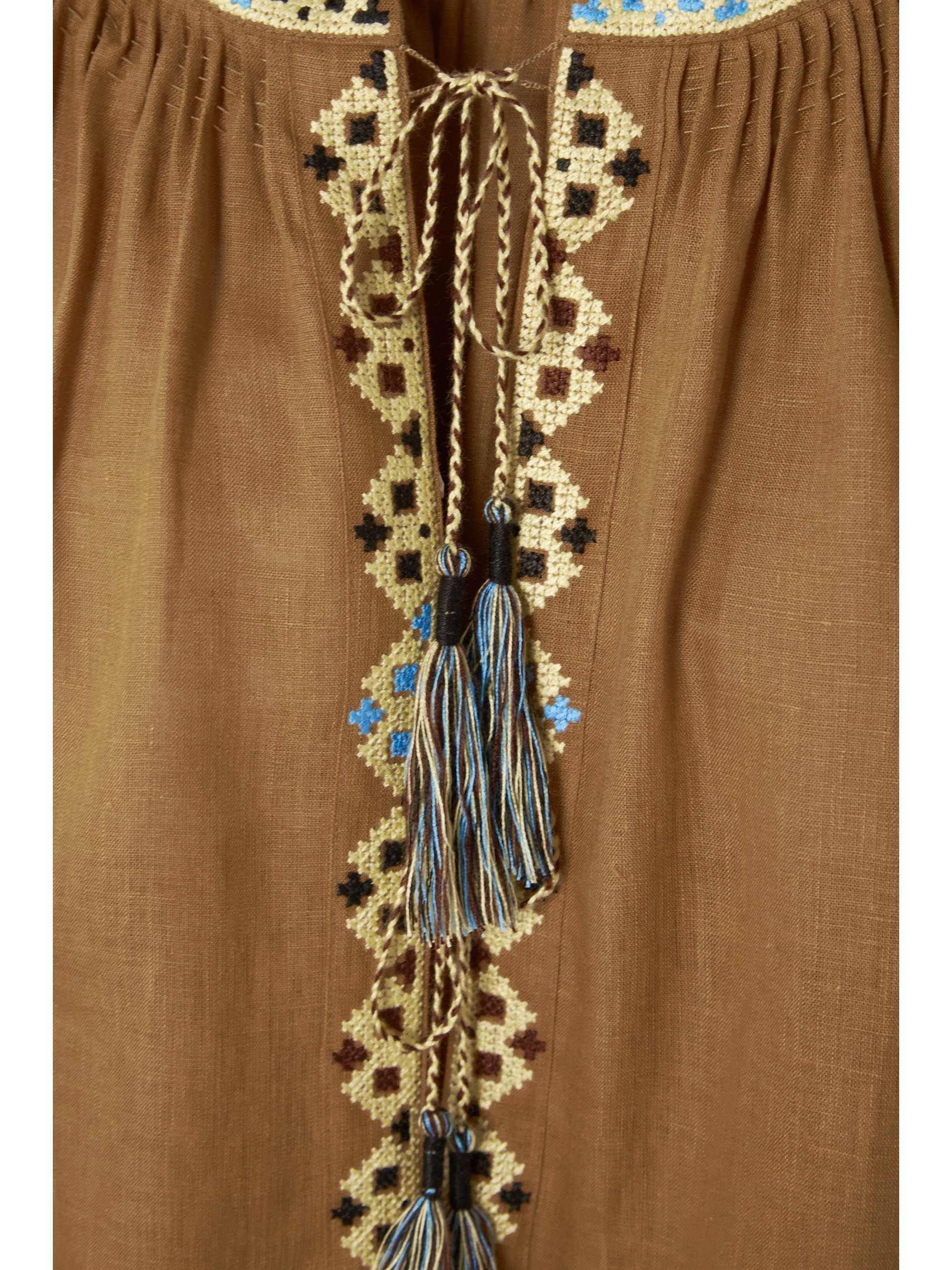 VITA KIN Tasseled embroidered linen tunic