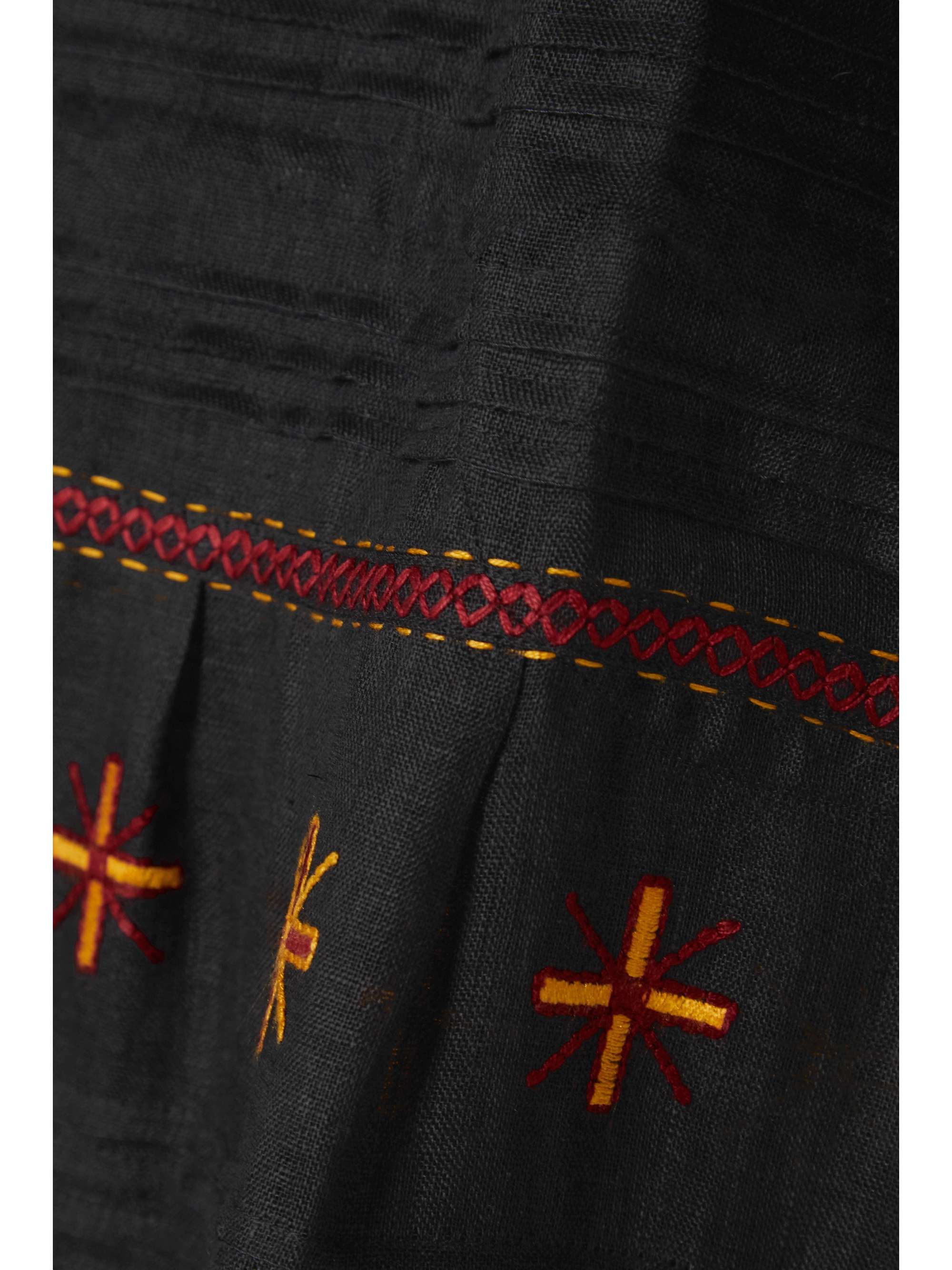 VITA KIN Karina pintucked embroidered linen midi dress