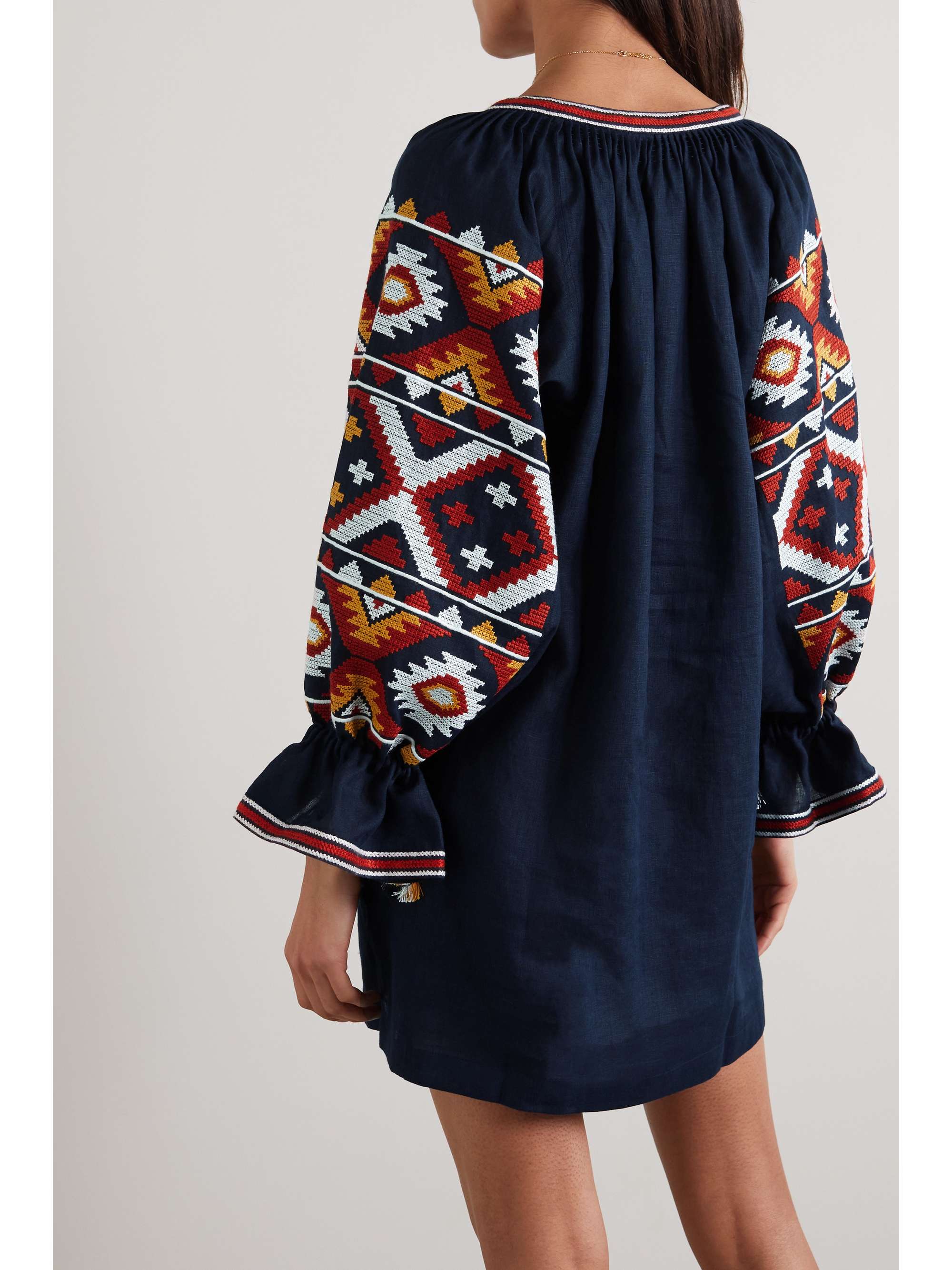 VITA KIN Talisman tasseled embroidered linen tunic