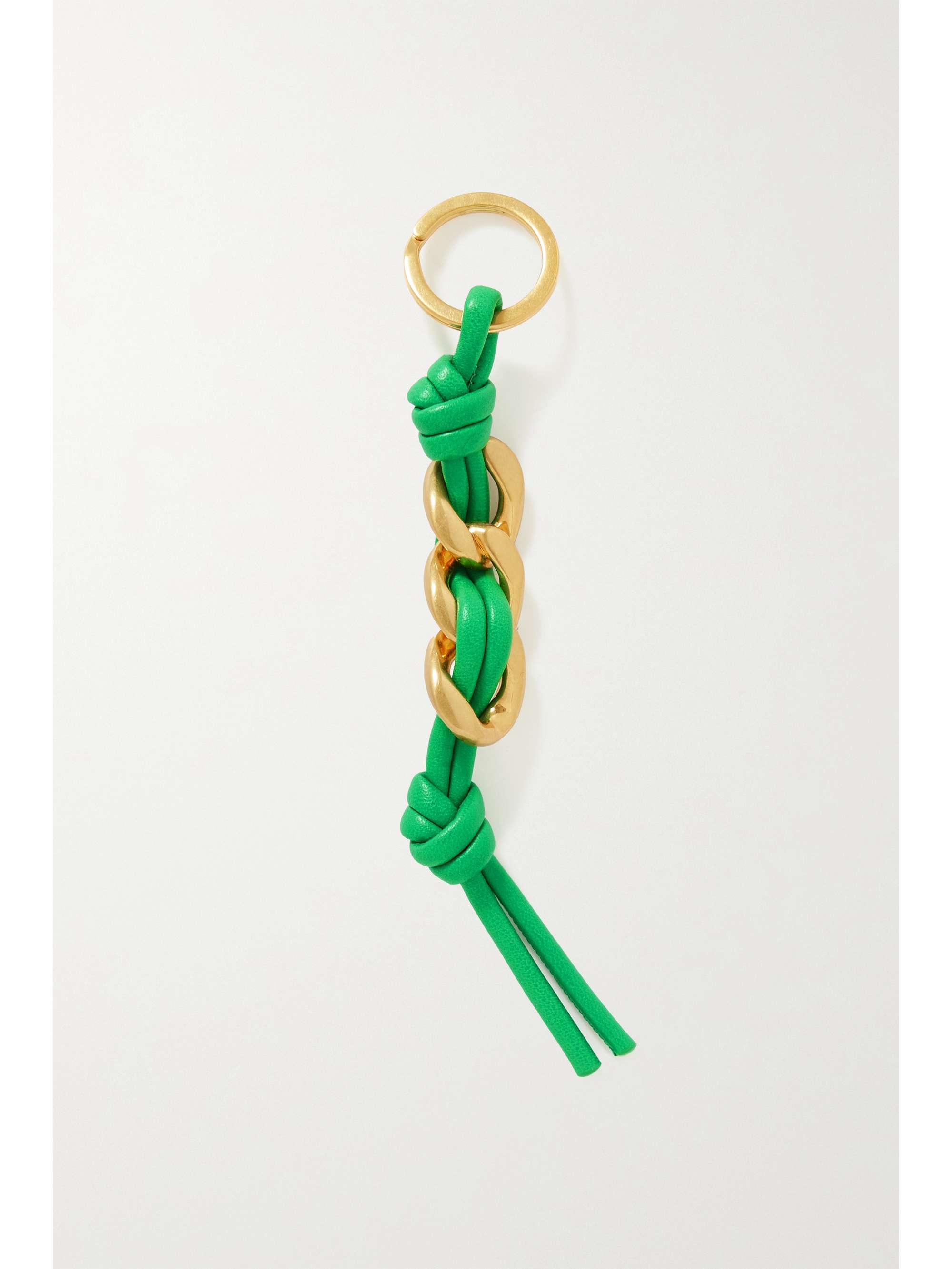 BOTTEGA VENETA Knotted leather and gold-tone keyring