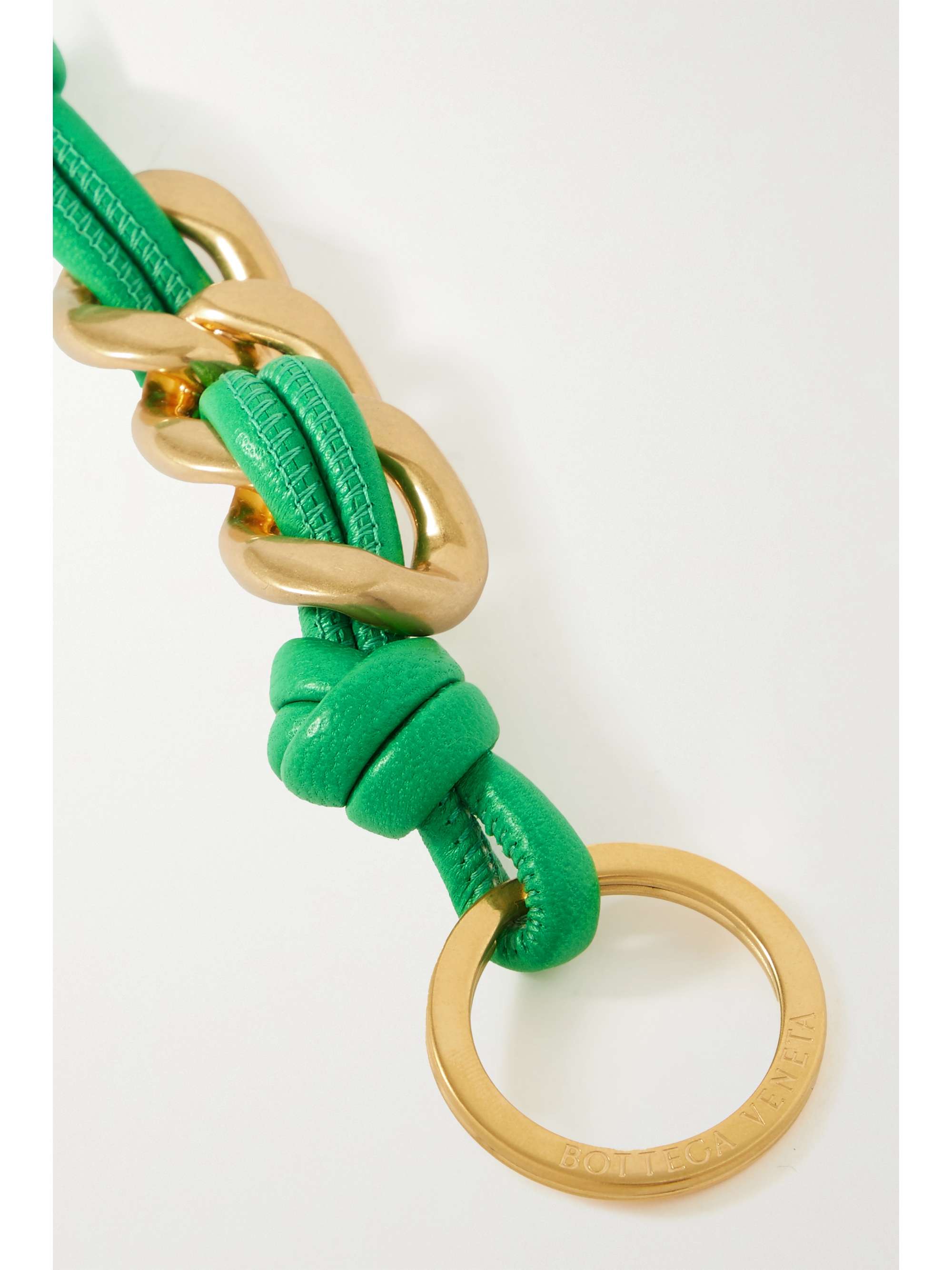 BOTTEGA VENETA Knotted leather and gold-tone keyring