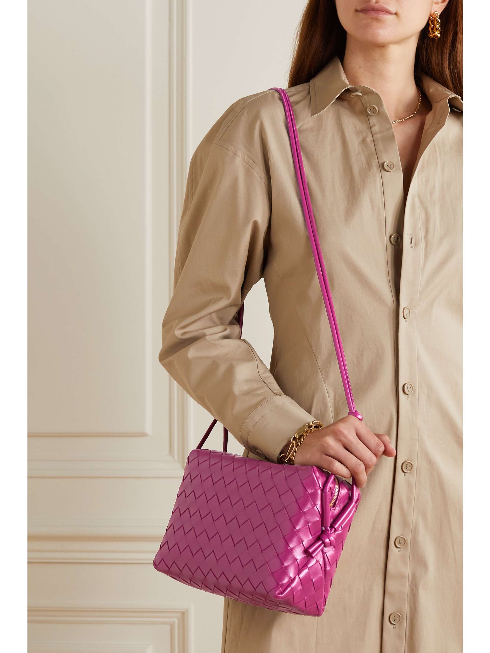 Burgundy Loop Small Intrecciato Leather Shoulder Bag Bottega Veneta Net A Porter