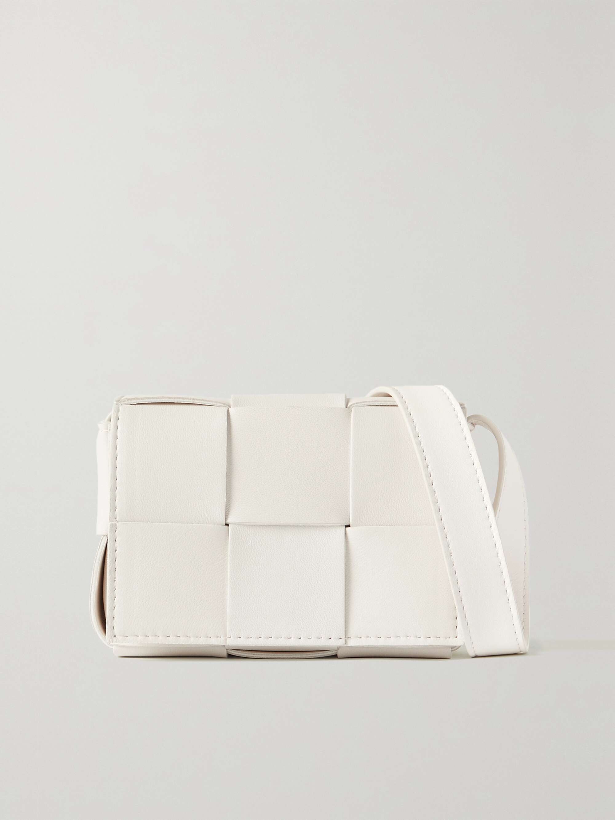 White Mini Intrecciato-leather cross-body bag, Bottega Veneta